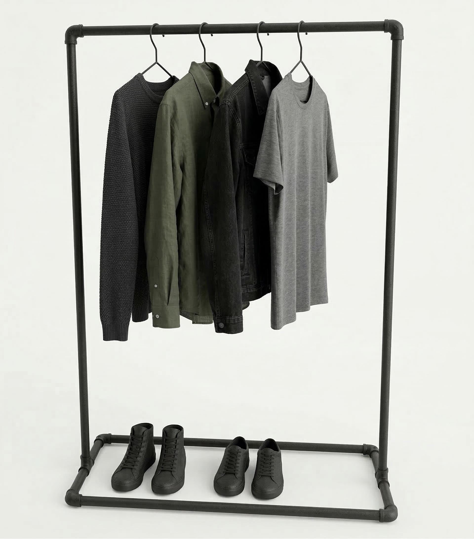 Freestanding Pipe Clothes Rail – Malleable Iron