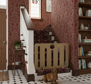 Freestanding Wooden Dog Gate: Transparent Pet Stopper for Stairs