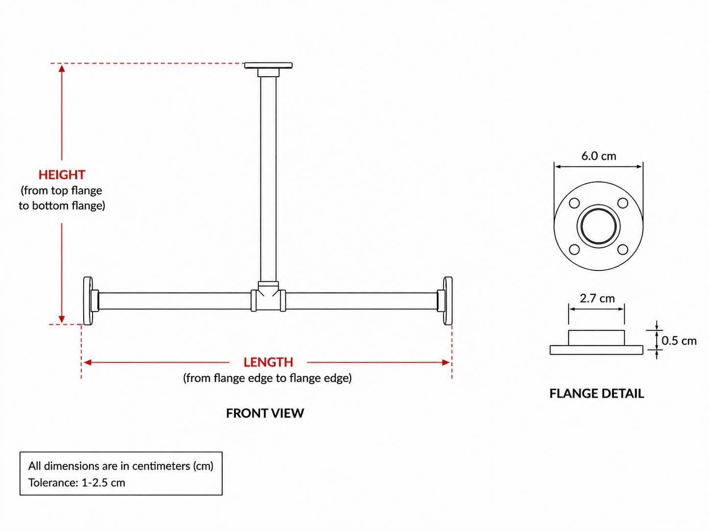 Industrial Pipe Clothing Rack – Wall to Wall & Ceiling