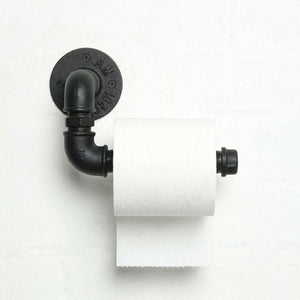 Industrial Black Cast Iron Pipe Wall-Mounted Toilet Paper Holder