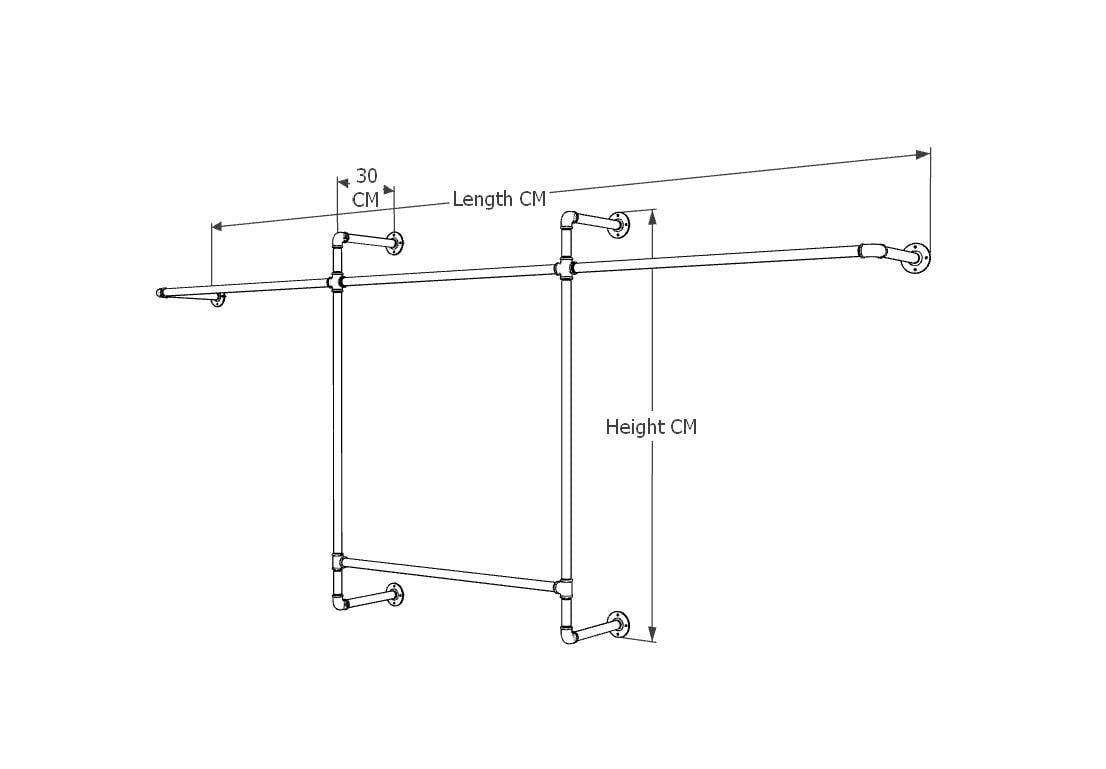 Open Wardrobe Industrial Pipe Clothing Rack