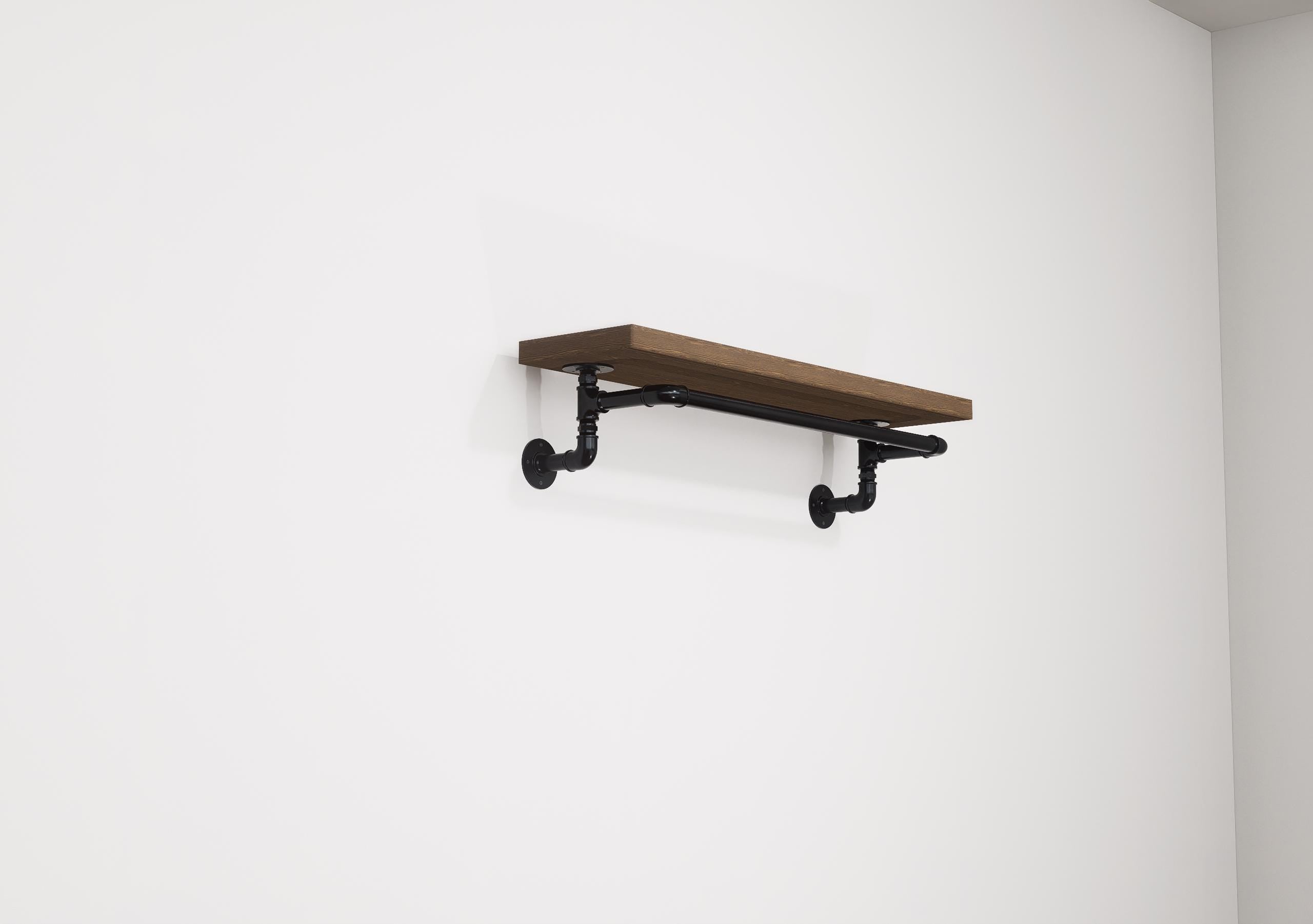 Industrial Wall-Mounted Clothing Rack with Wooden Shelf and Pipe Design - Stylish Storage Solution for Entryway or Bedroom