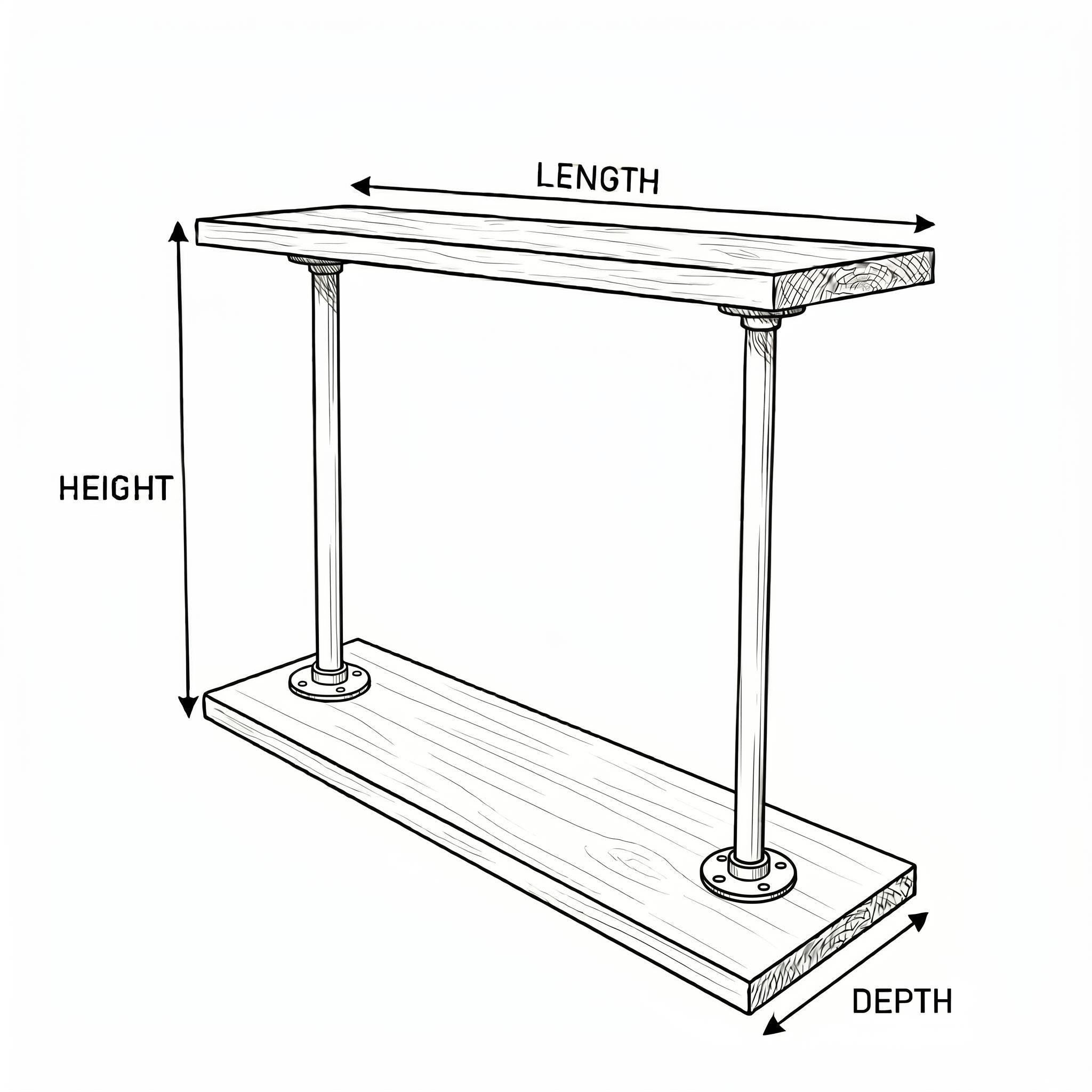 Narrow Console Table – Reclaimed Wood & Black Steel Pipe