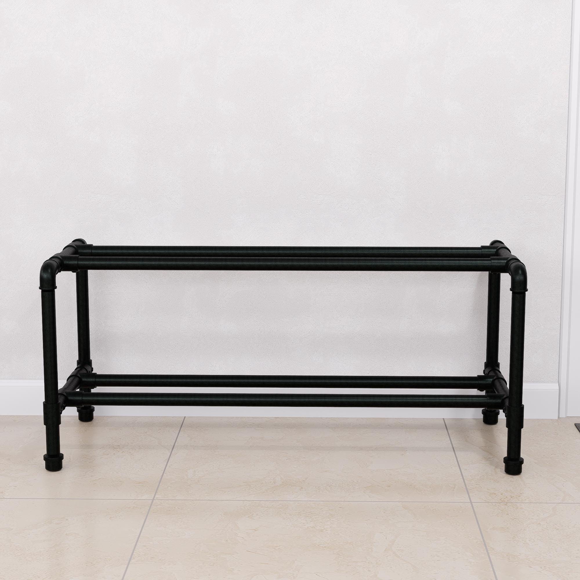 Industrial Pipe Shoe Rack - Metal Shoe Organizer for Entryway or Mudroom - Heavy Duty Black Pipe Shoe Storage - Modern Minimalist Design
