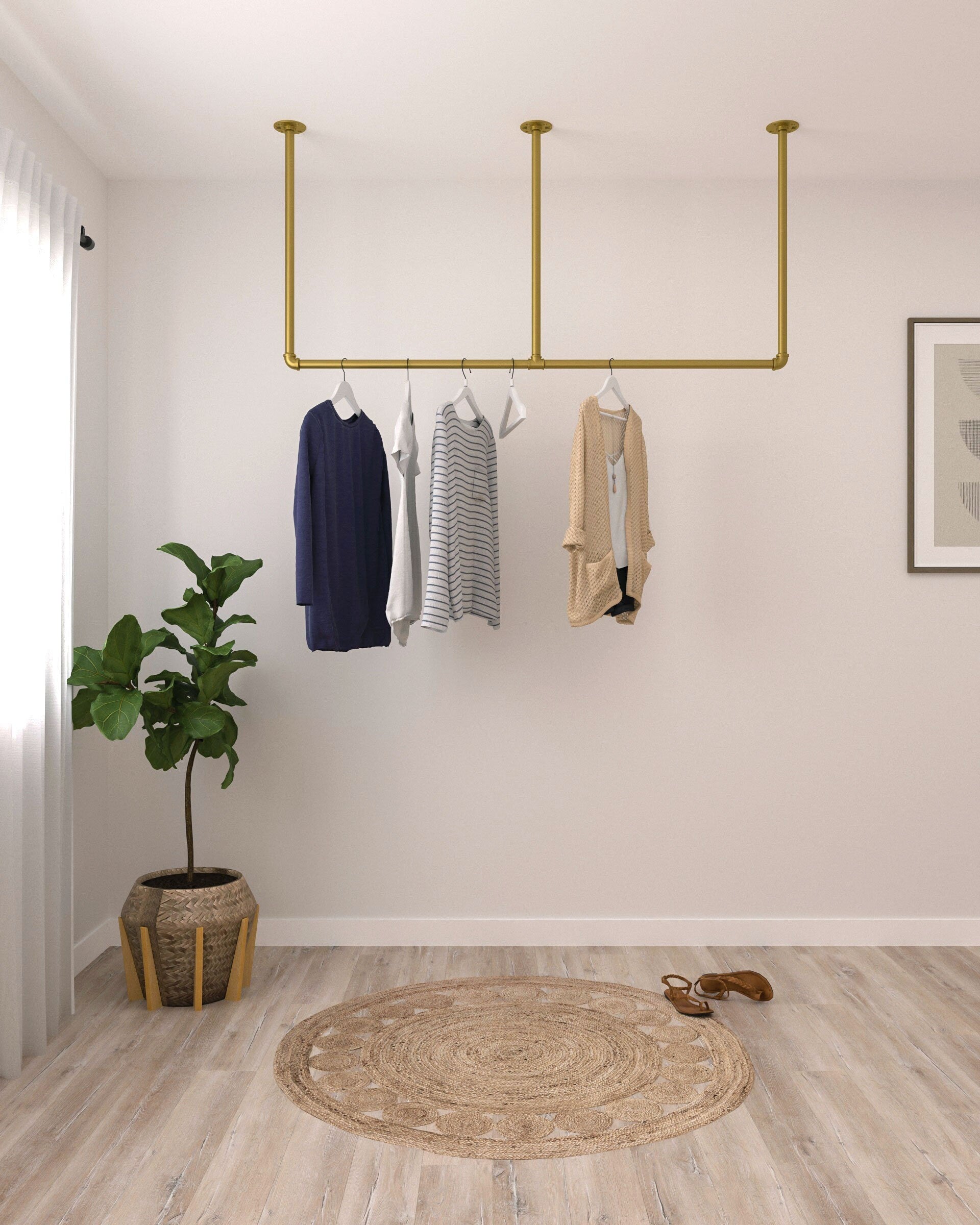 Heavy Duty Minimalist Ceiling Clothes Rack