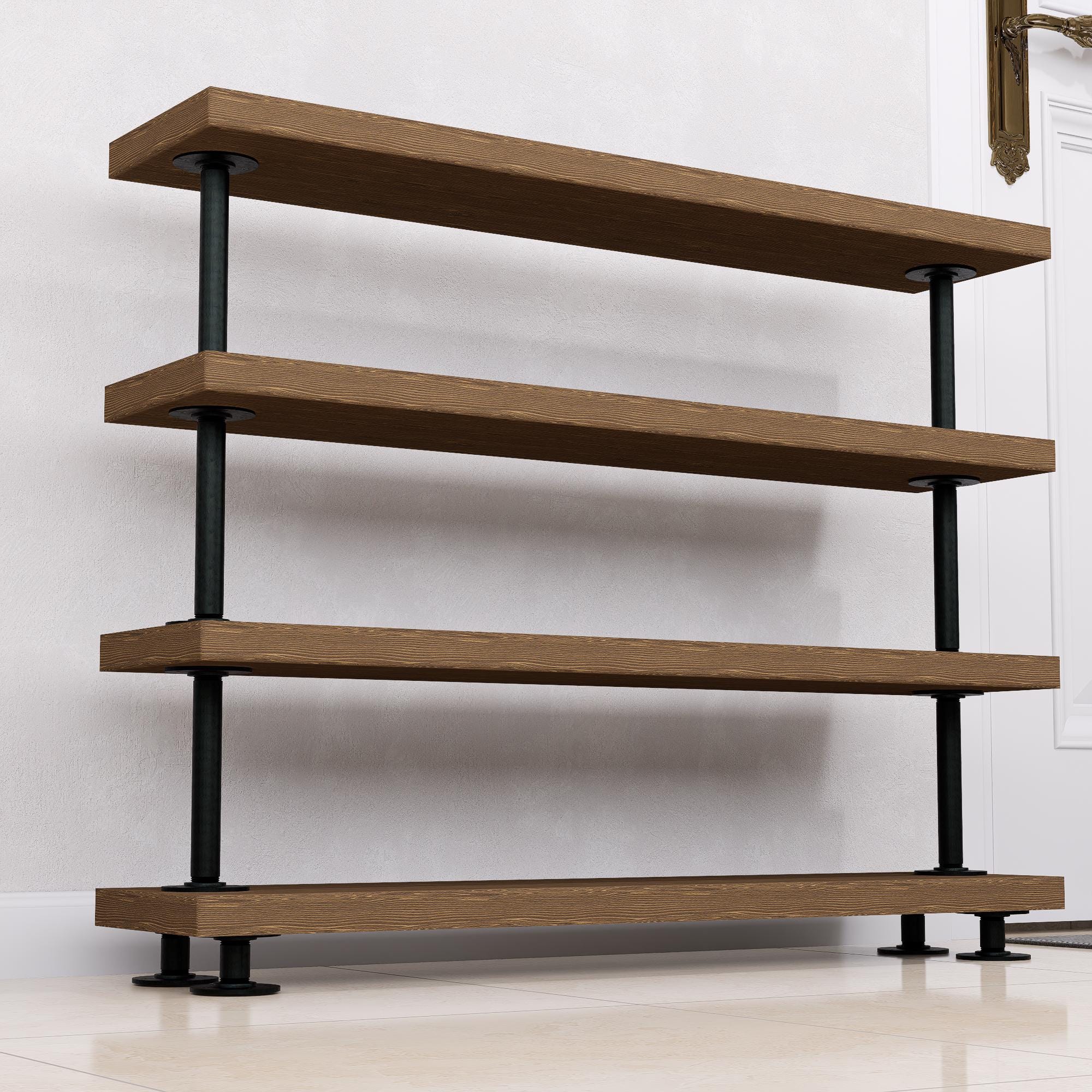 Rustic Tiered Shoe Rack with Wooden Shelves