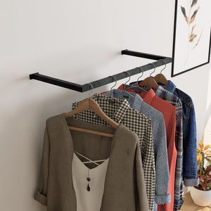Clothes Rail Storage - Square & U Shape Design Rack | Wall Ceiling Mount Minimalist Wardrobe Organizer | Metal Rack for Entryway Closet