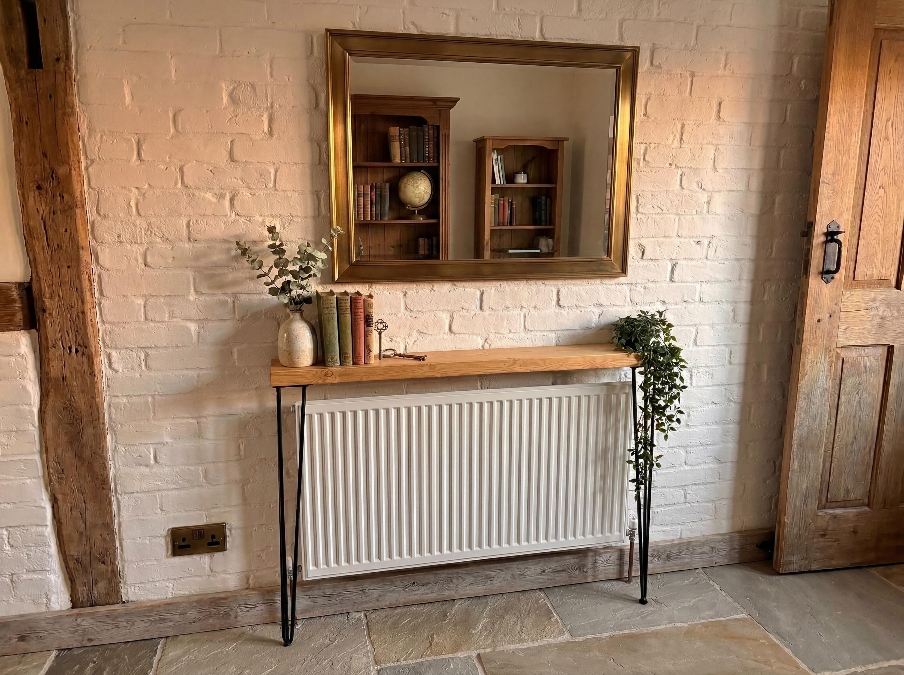Rustic Console Table with Black Hairpin Legs