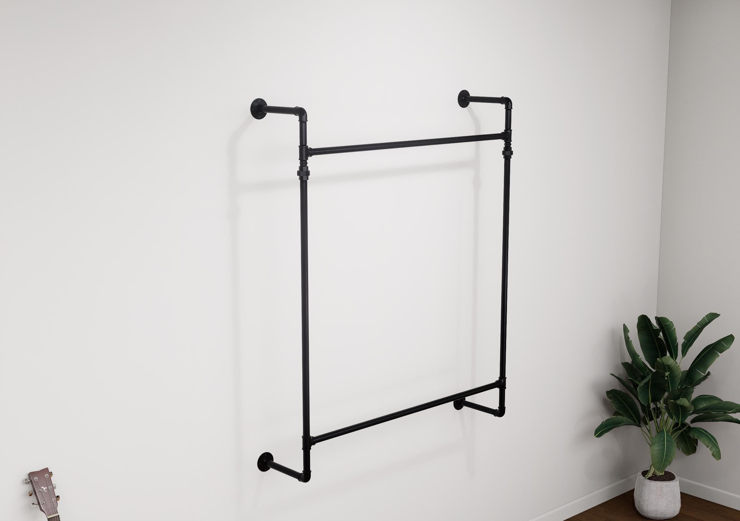 Heavy-Duty Wall-Mounted Clothes Rail - Industrial Pipe Garment Hanging Rack Made To Order