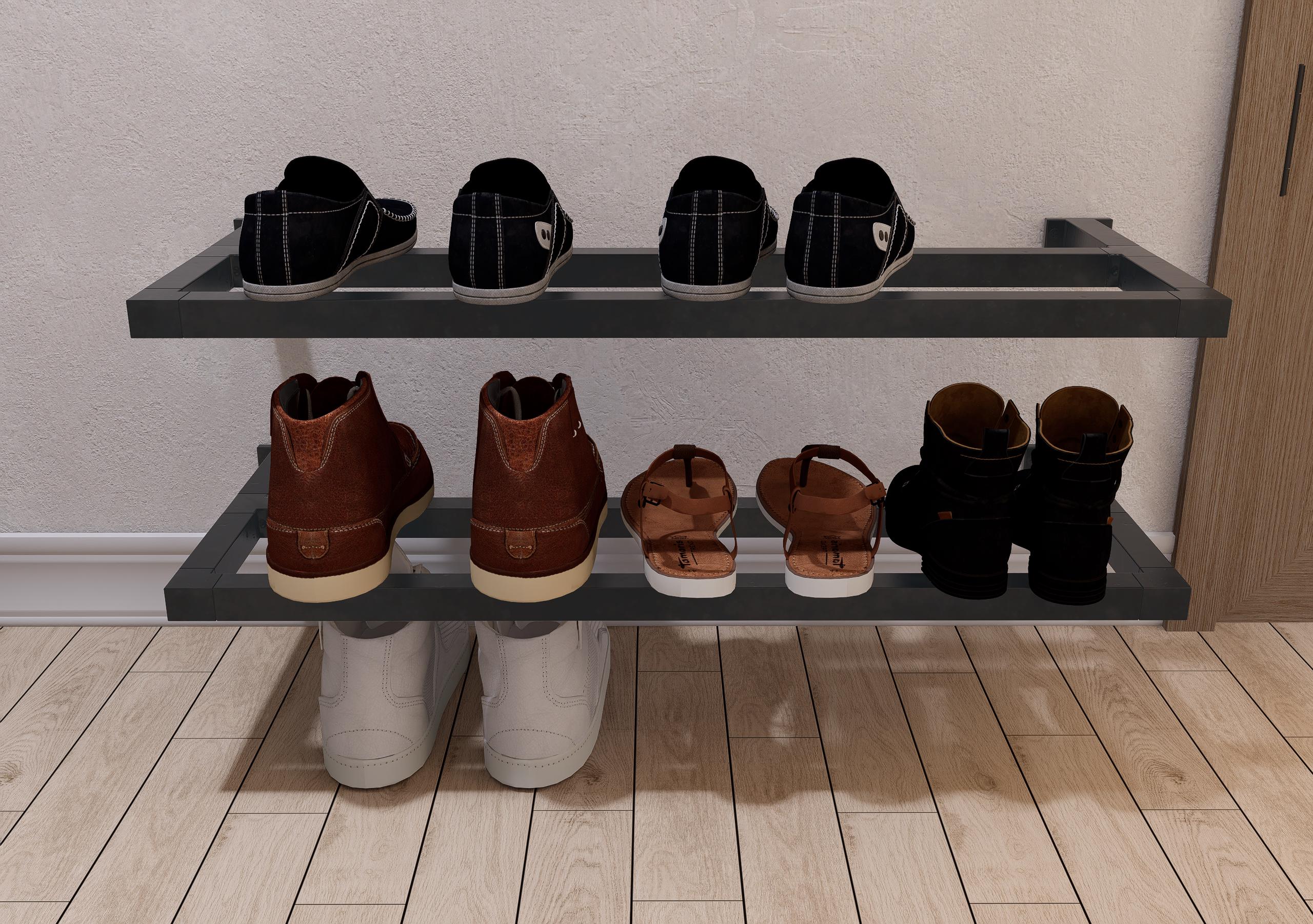 Minimalist Wall-Mounted Square Metal Shoe Rack