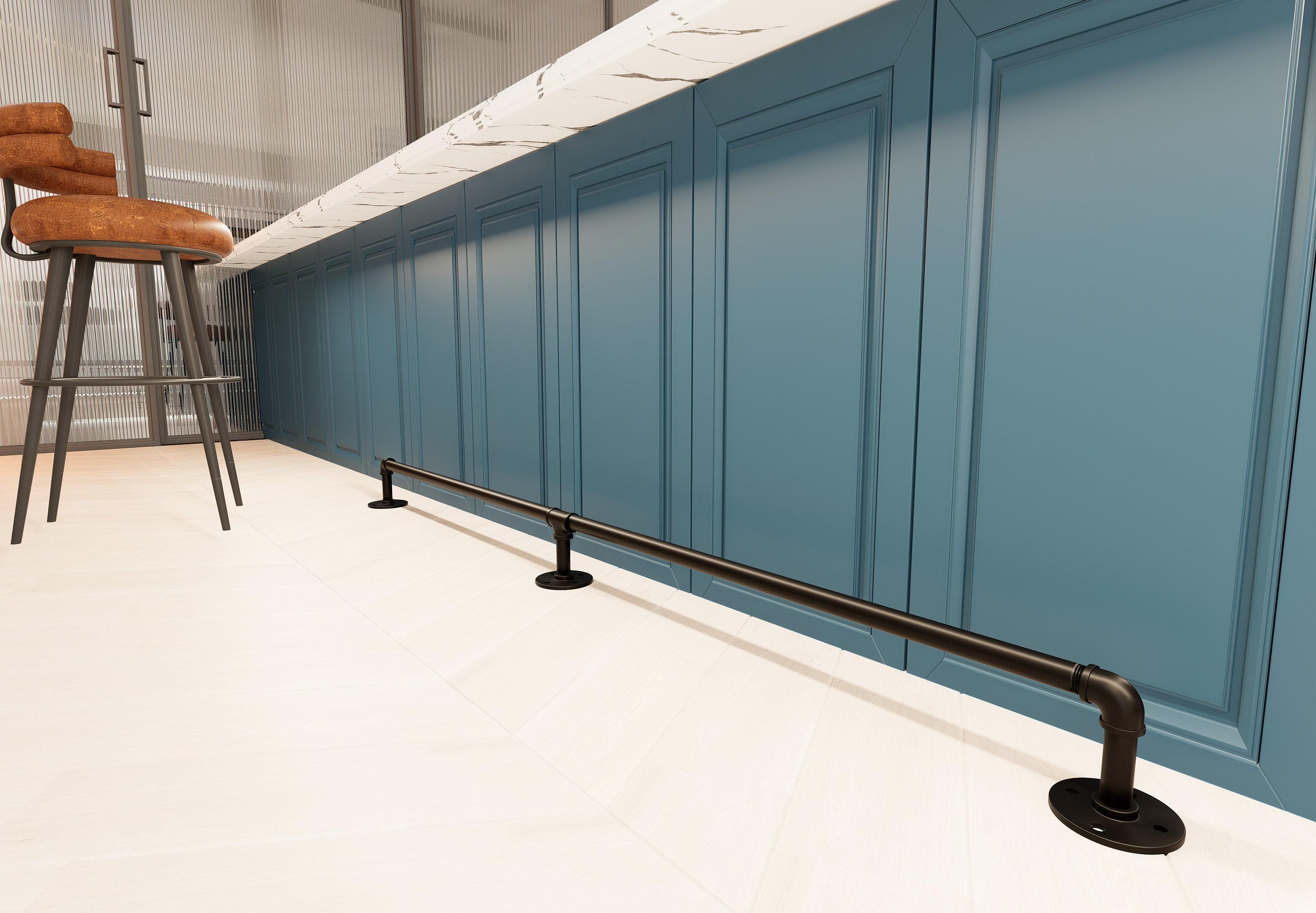 Customizable Black Steel Foot Rail: Vintage Bar, Kitchen Island