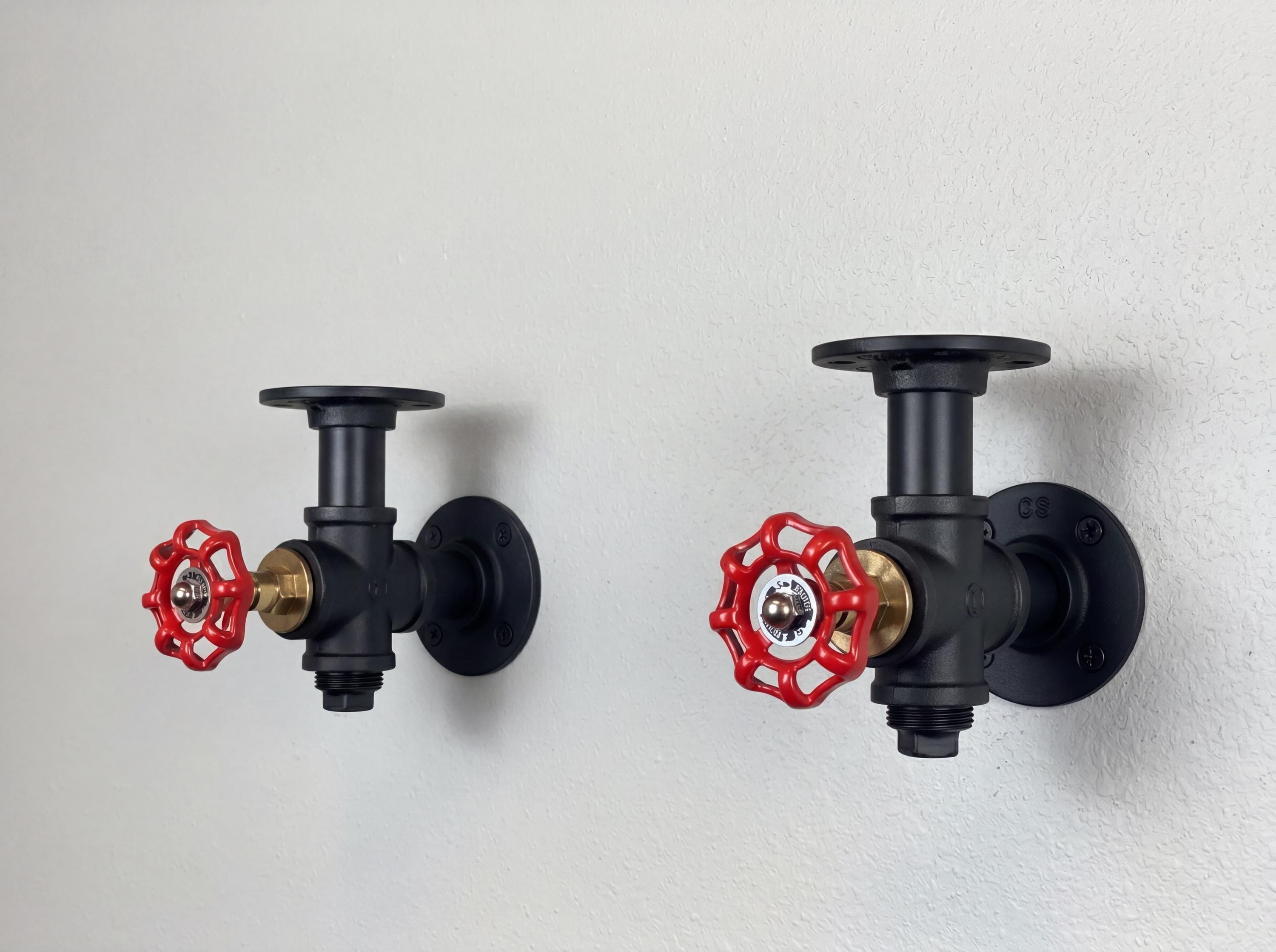 Steampunk Shelf Brackets Set of 2 – Red Valve