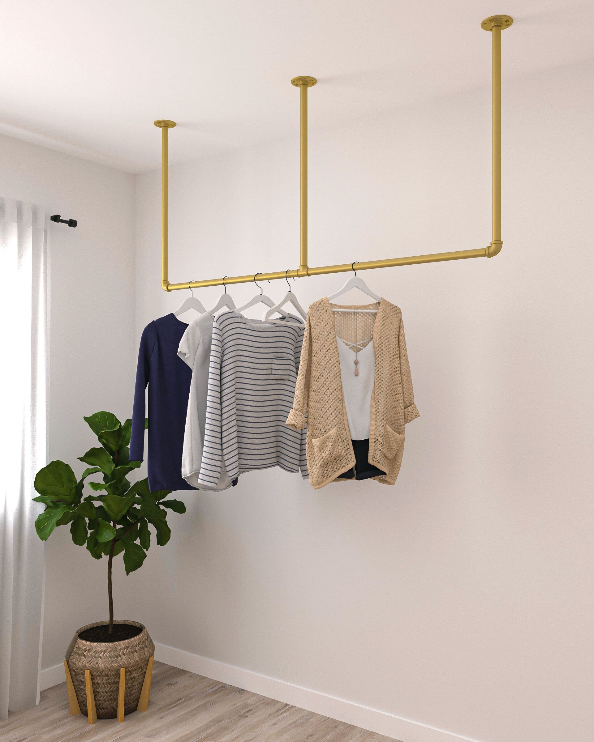 Heavy Duty Minimalist Ceiling Clothes Rack