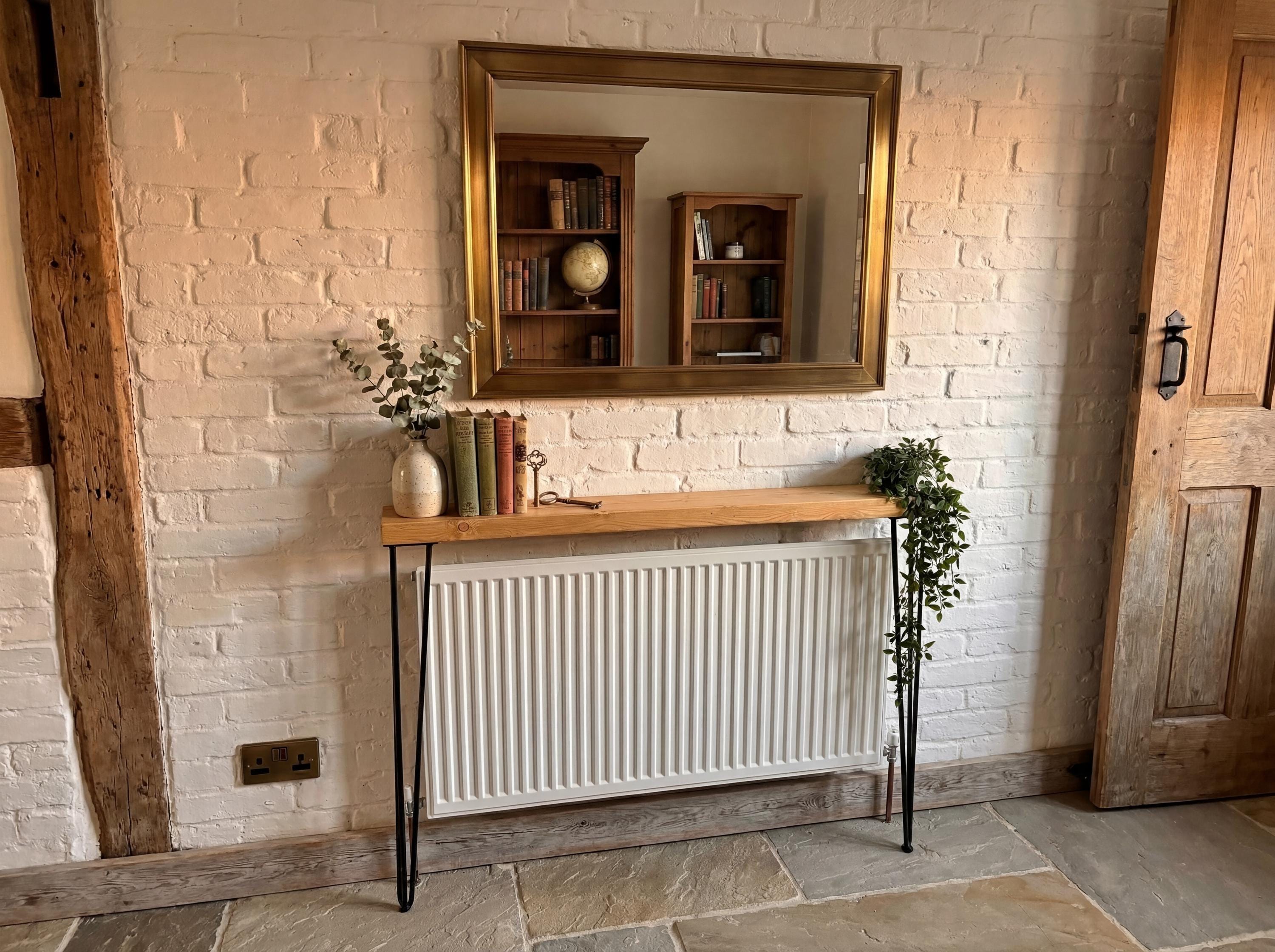 Rustic Console Table with Black Hairpin Legs