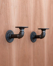 Pair Elbow Style Steampunk Pipe Shelf Brackets