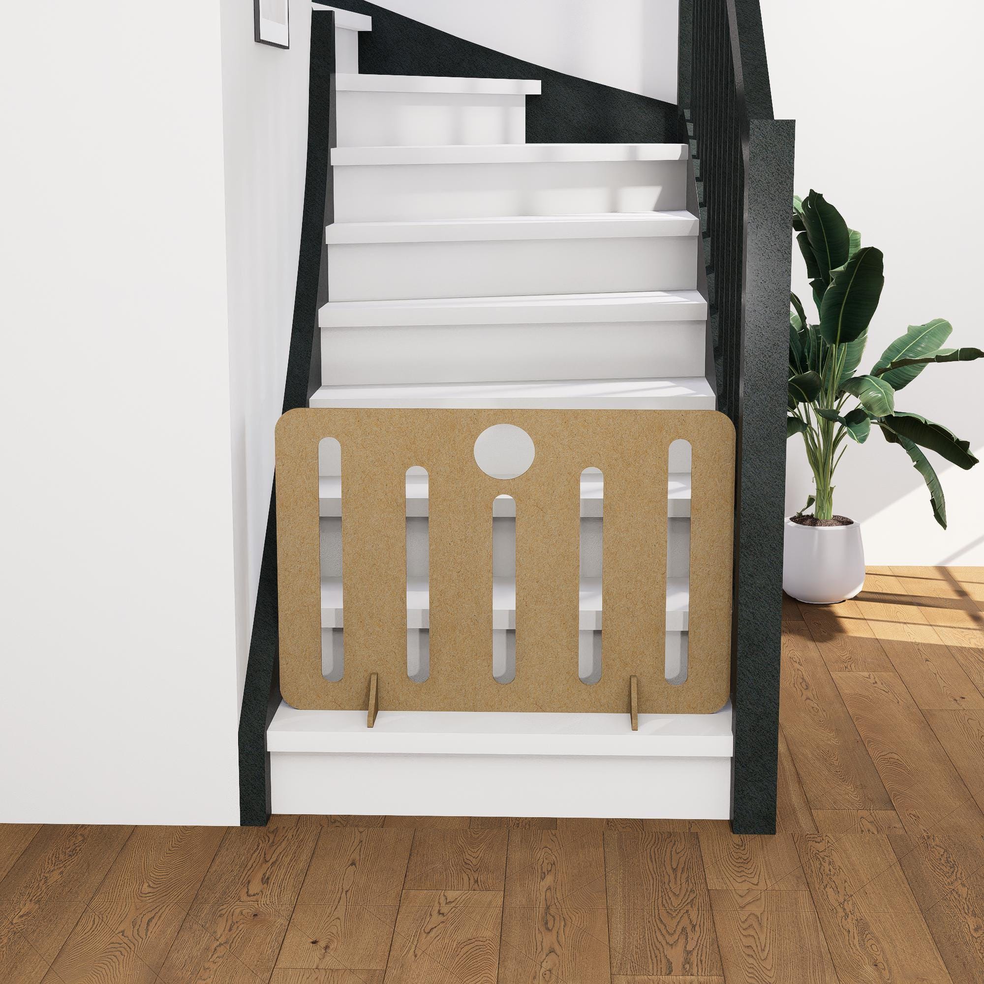 Freestanding Wooden Dog Gate: Transparent Pet Stopper for Stairs