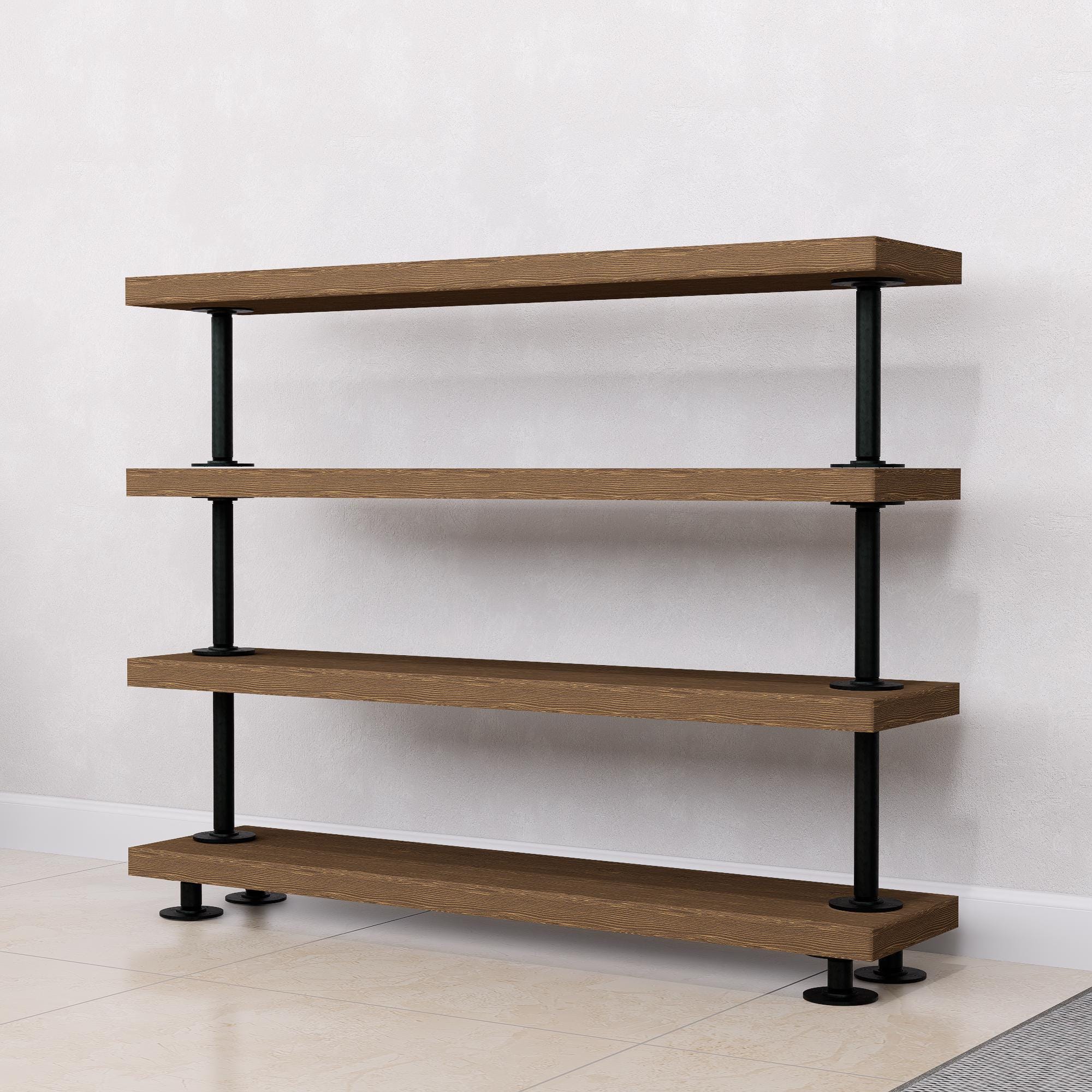 Rustic Tiered Shoe Rack: Wooden Shelves, Industrial Farmhouse Entryway Organizer