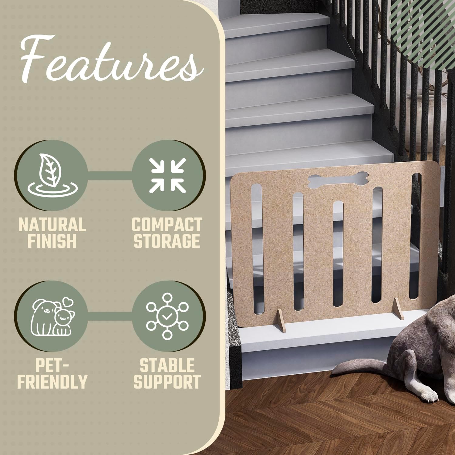 Freestanding Wooden Dog Stopper Barrier