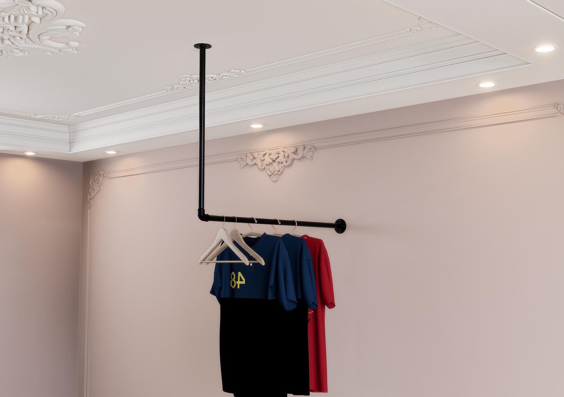 a clothes rack with clothes hanging from it