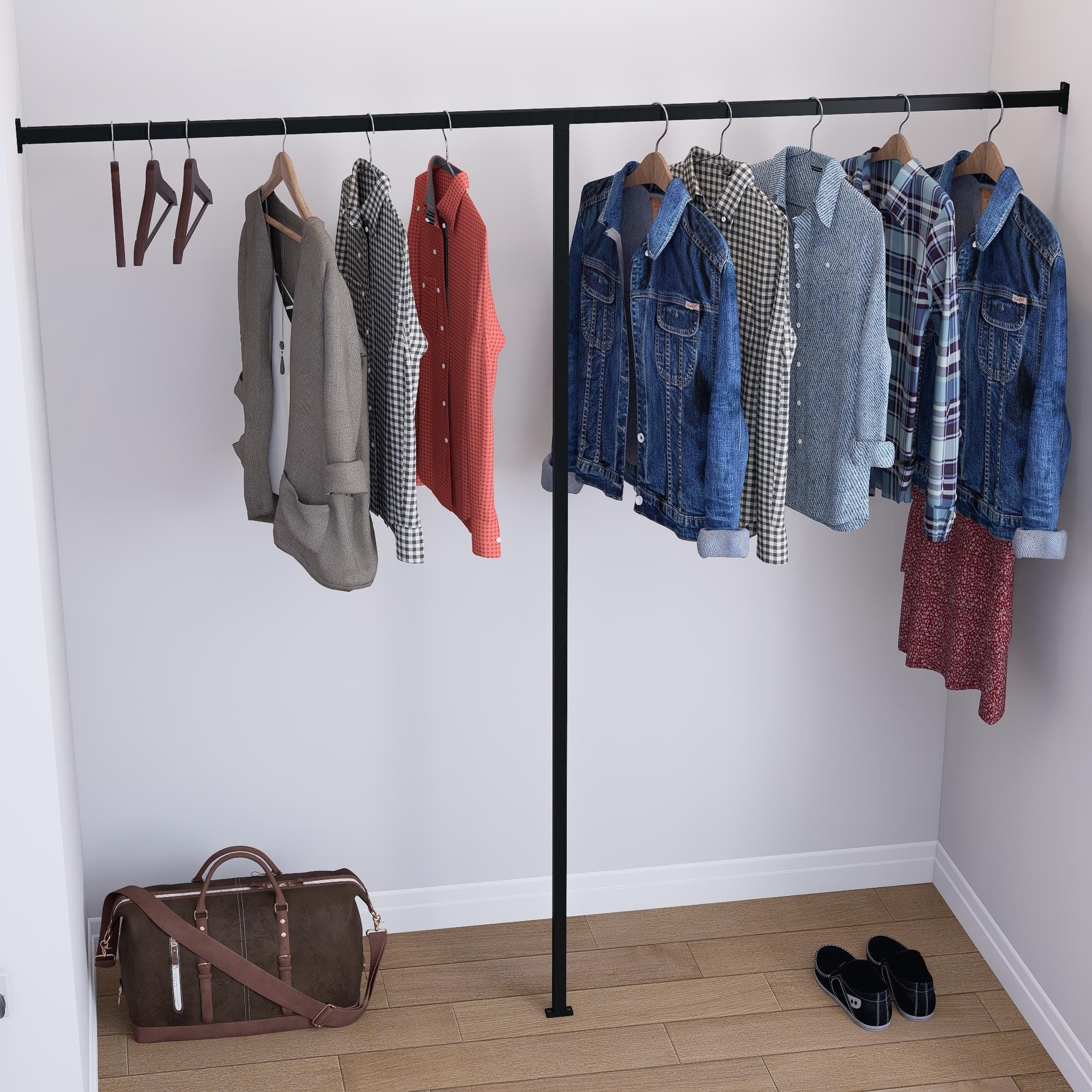 Wall to Wall Clothes Rack – Square Pipe Rail
