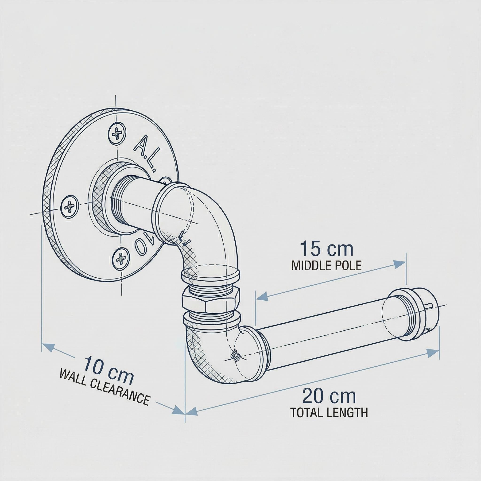 a pipe with measurements and a label indicating the pipe's dimensions.