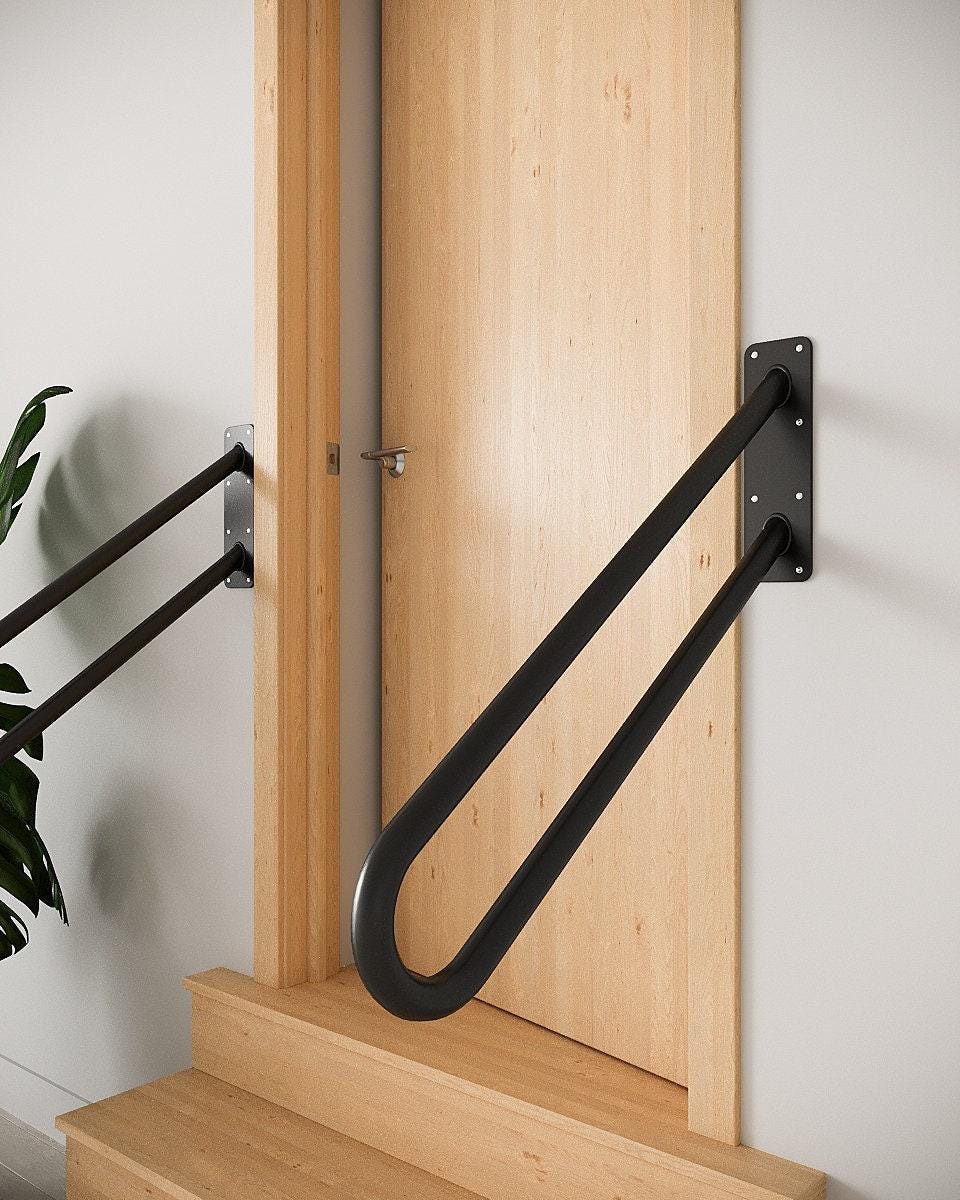 Stair Grab Rail – Black Iron Safety Handrail 1–3 Steps