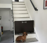 Black Wooden Dog Barrier: Portable Stair Safety Gate