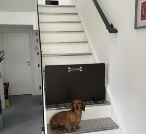 Black Wooden Dog Barrier: Portable Stair Safety Gate