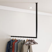 L-Shaped Corner Clothes Rail Wall-Mounted Industrial Hanger Black Steampunk Clothes Rack Organizer