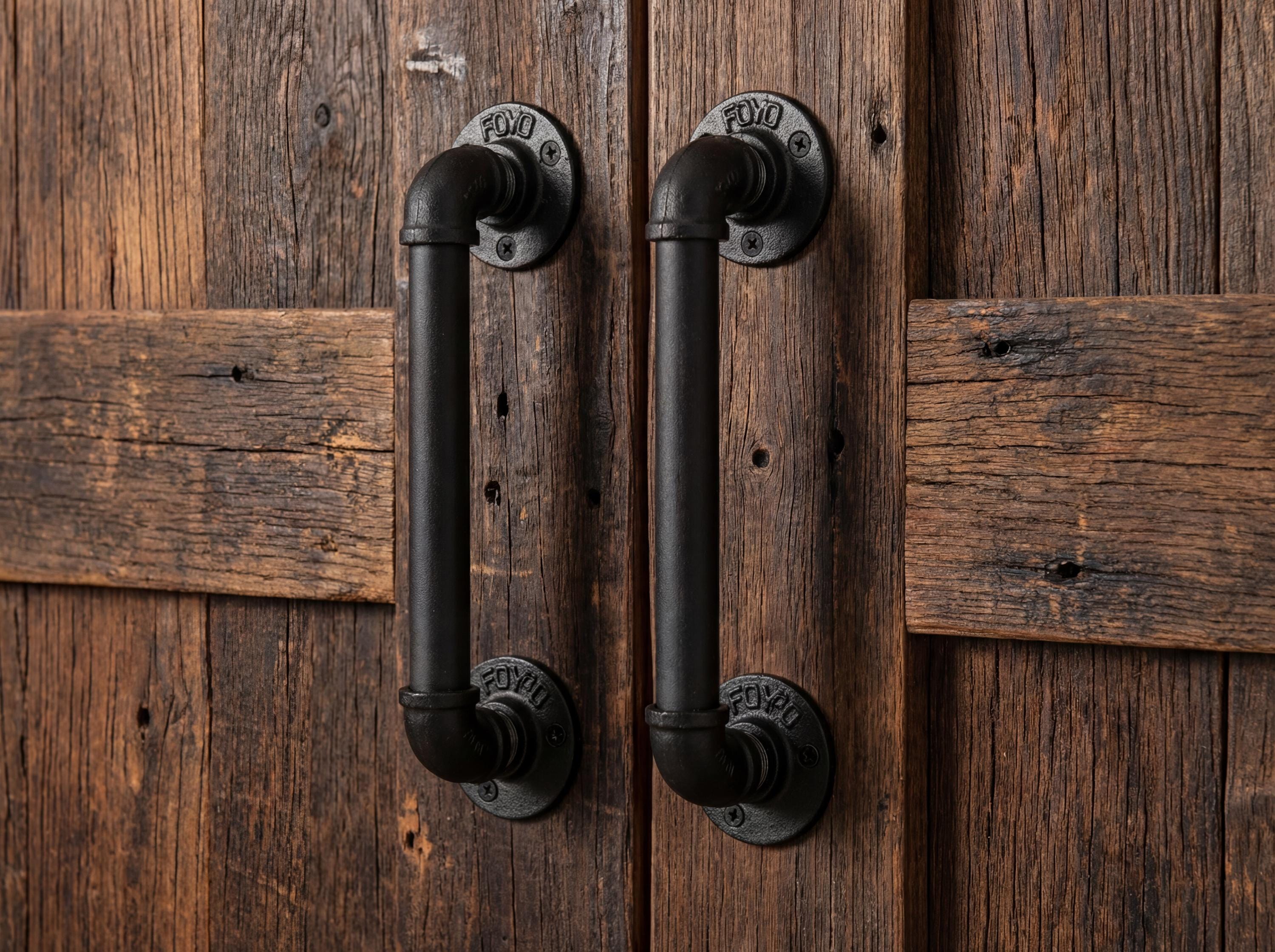 Pair Industrial Pipe Door Pull Handle / Grab Bar