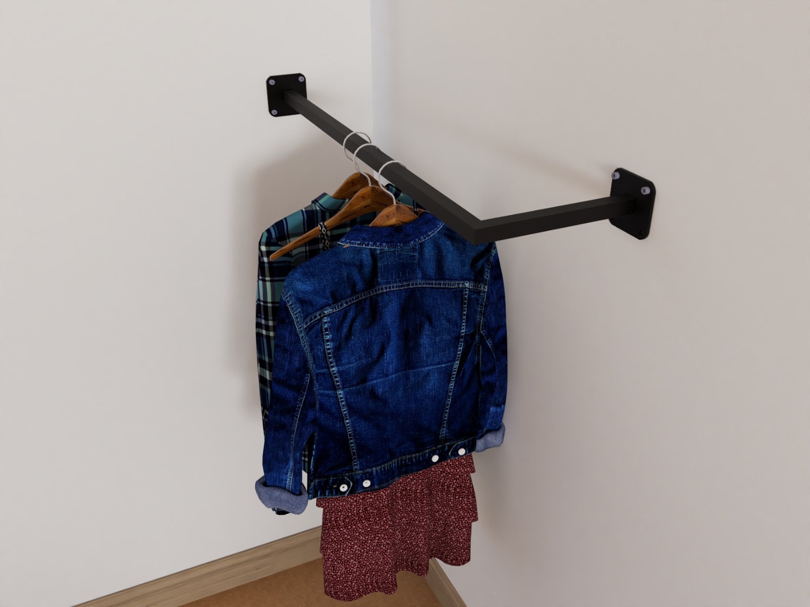 black square clothes rail