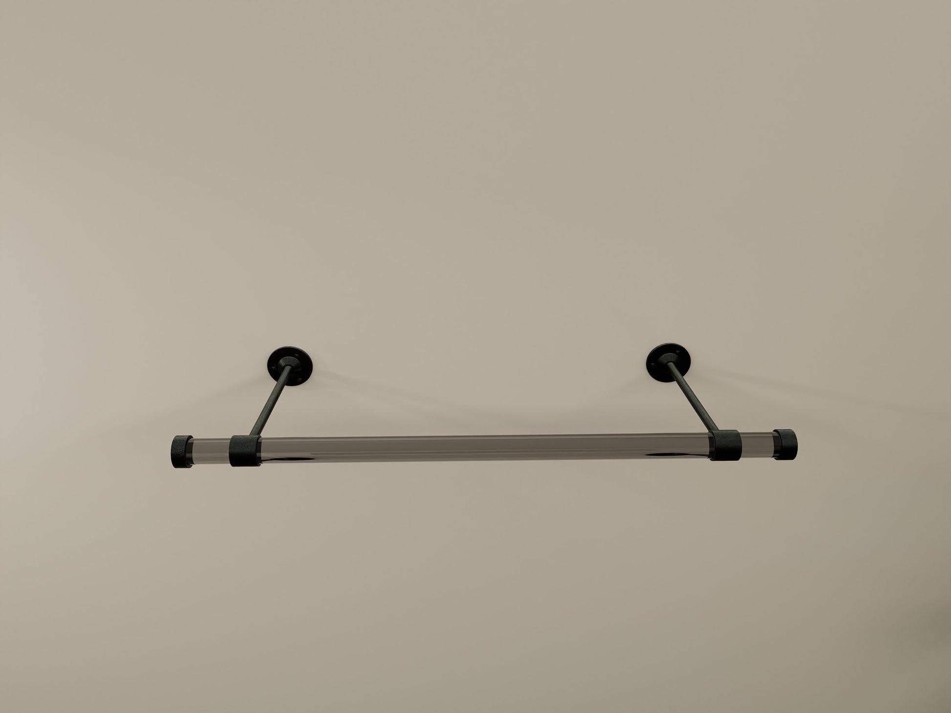 Customizable wall-mounted wardrobe organizer made from high-quality lucite and brass.