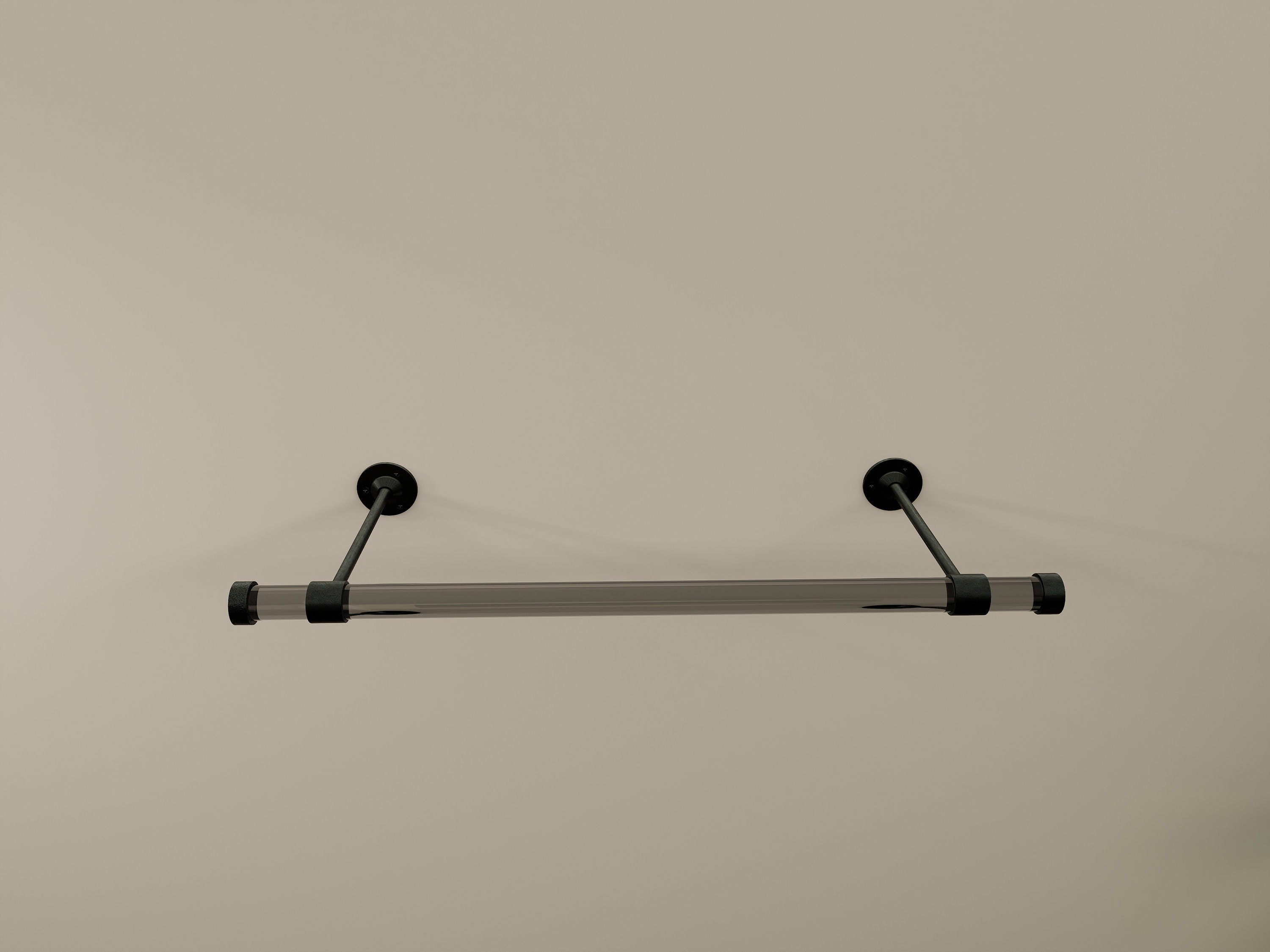 Customizable wall-mounted wardrobe organizer made from high-quality lucite and brass.