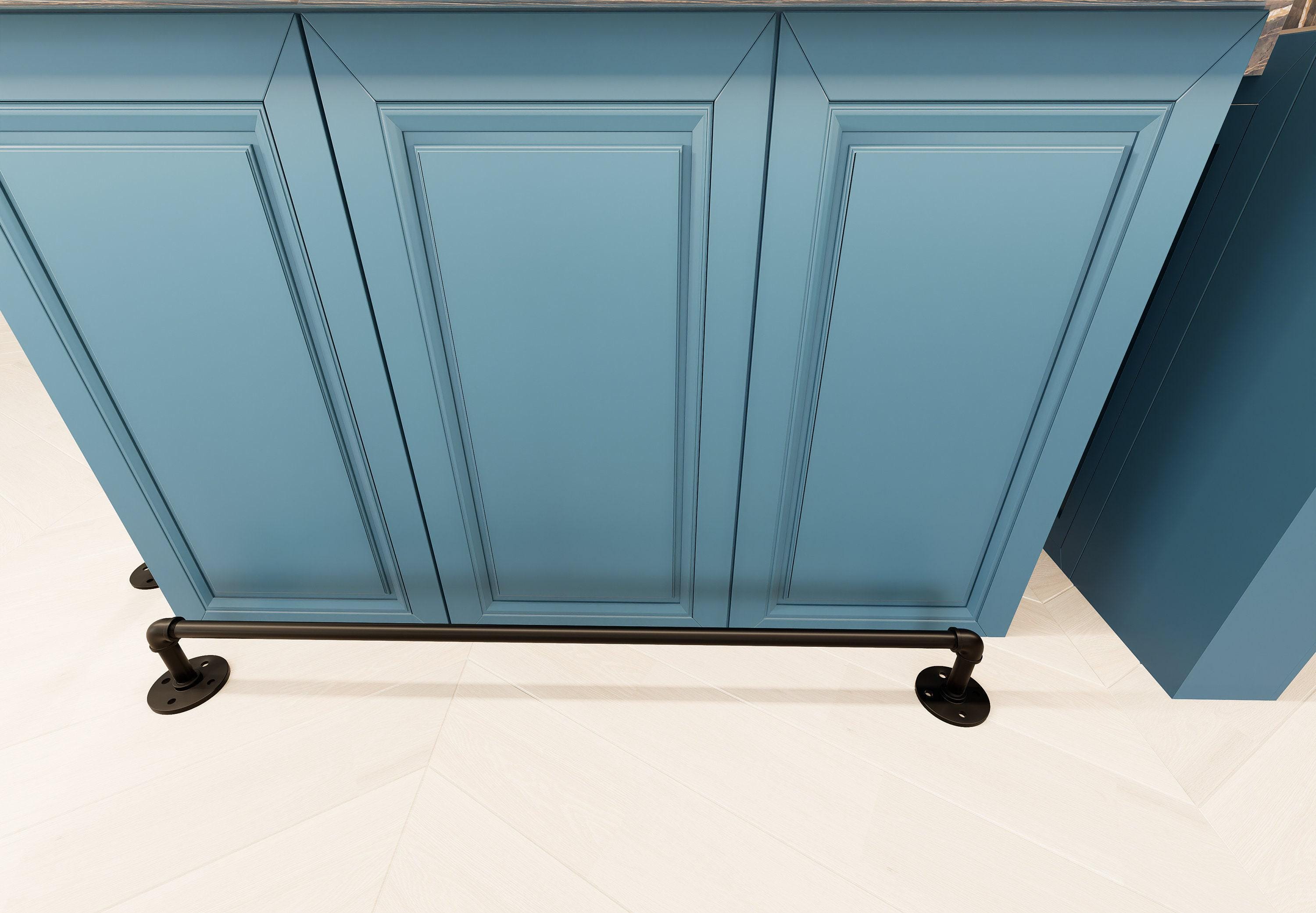 Customizable Black Steel Foot Rail: Vintage Bar, Kitchen Island