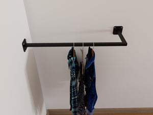Industrial Corner Clothes Rail – Square Rod