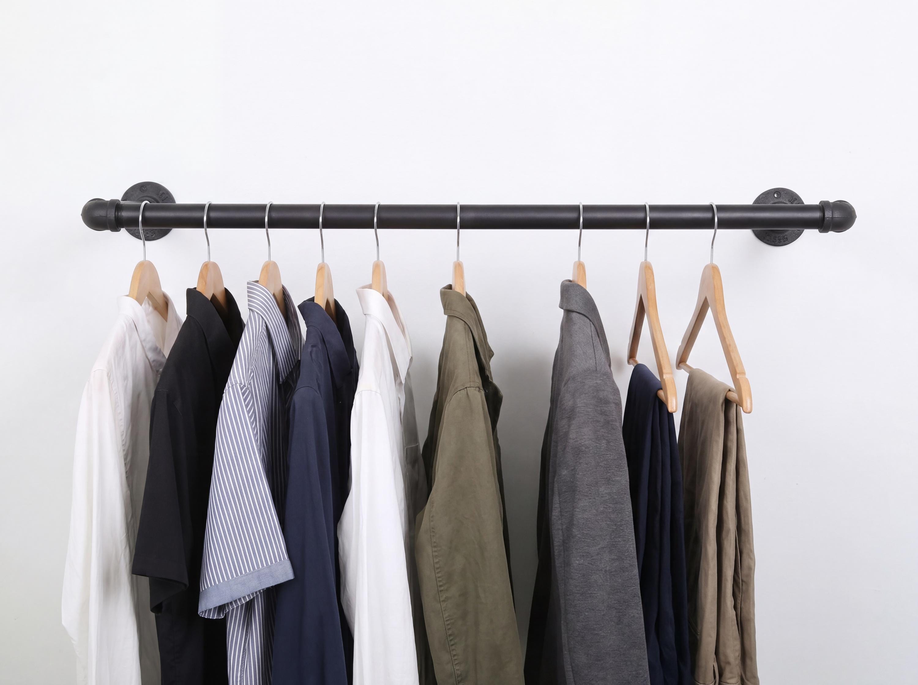 Wall Mounted Industrial Pipe Clothes Hanging Pole