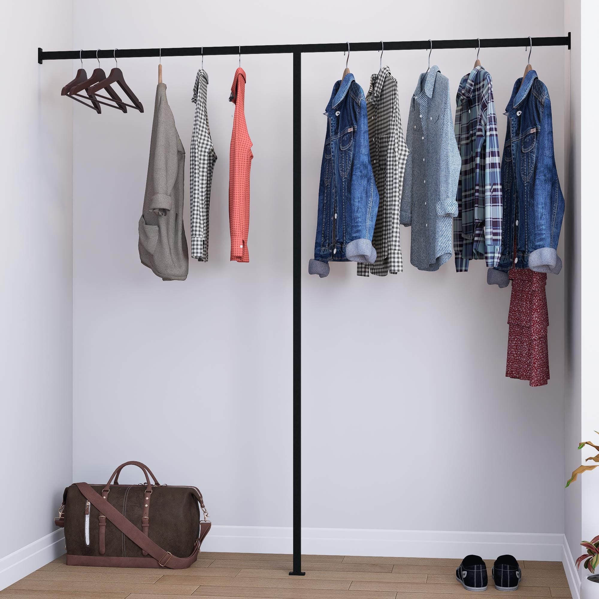 Wall to Wall Clothes Rack – Square Pipe Rail