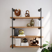 Industrial Floating Wood Shelves Rustic Farmhouse Pipe Wall Unit Open Kitchen & Bookcase Shelving