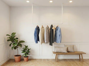 Ceiling Mounted White Pipe Clothes Rail – Scandi