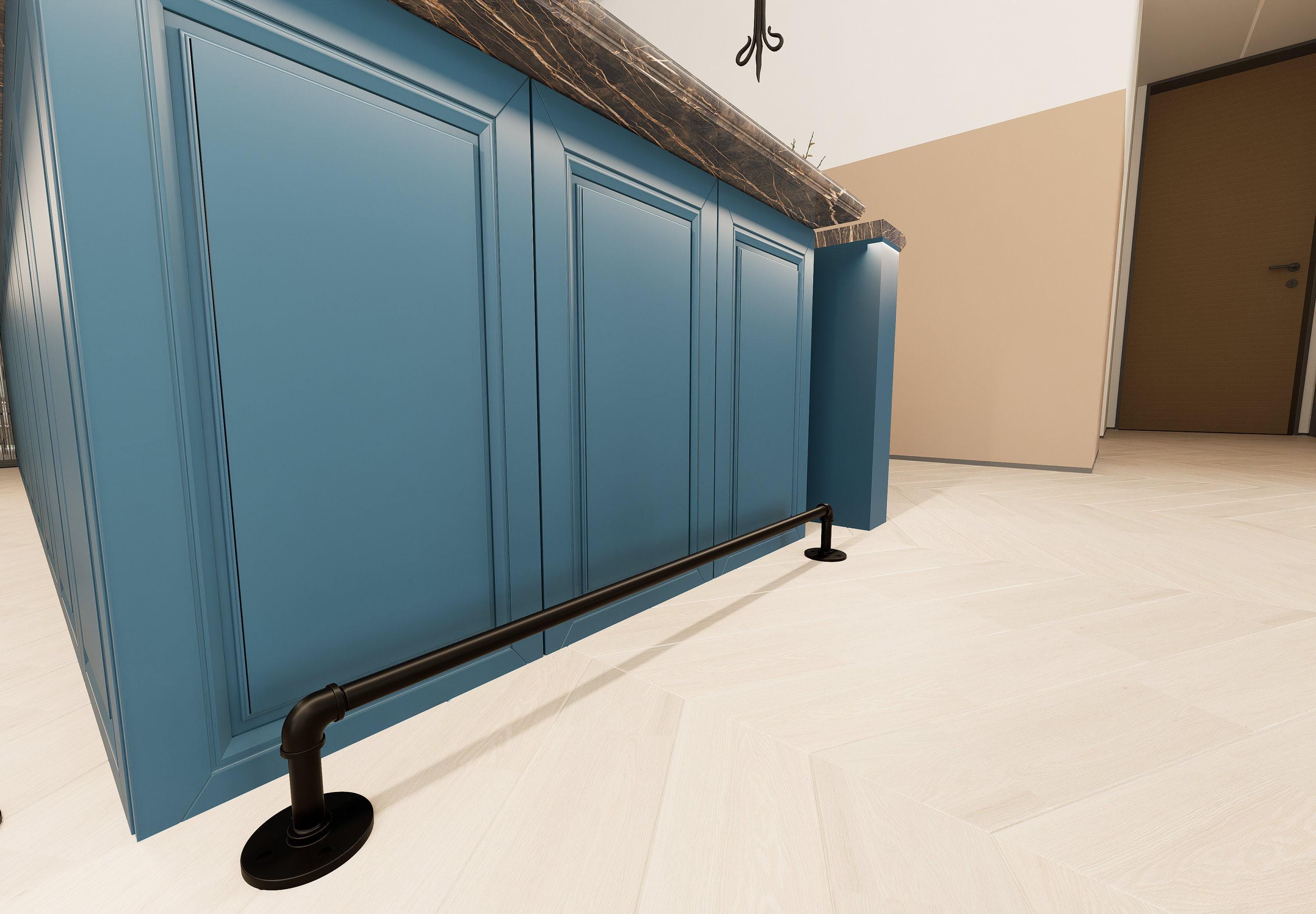 Customizable Black Steel Foot Rail: Vintage Bar, Kitchen Island