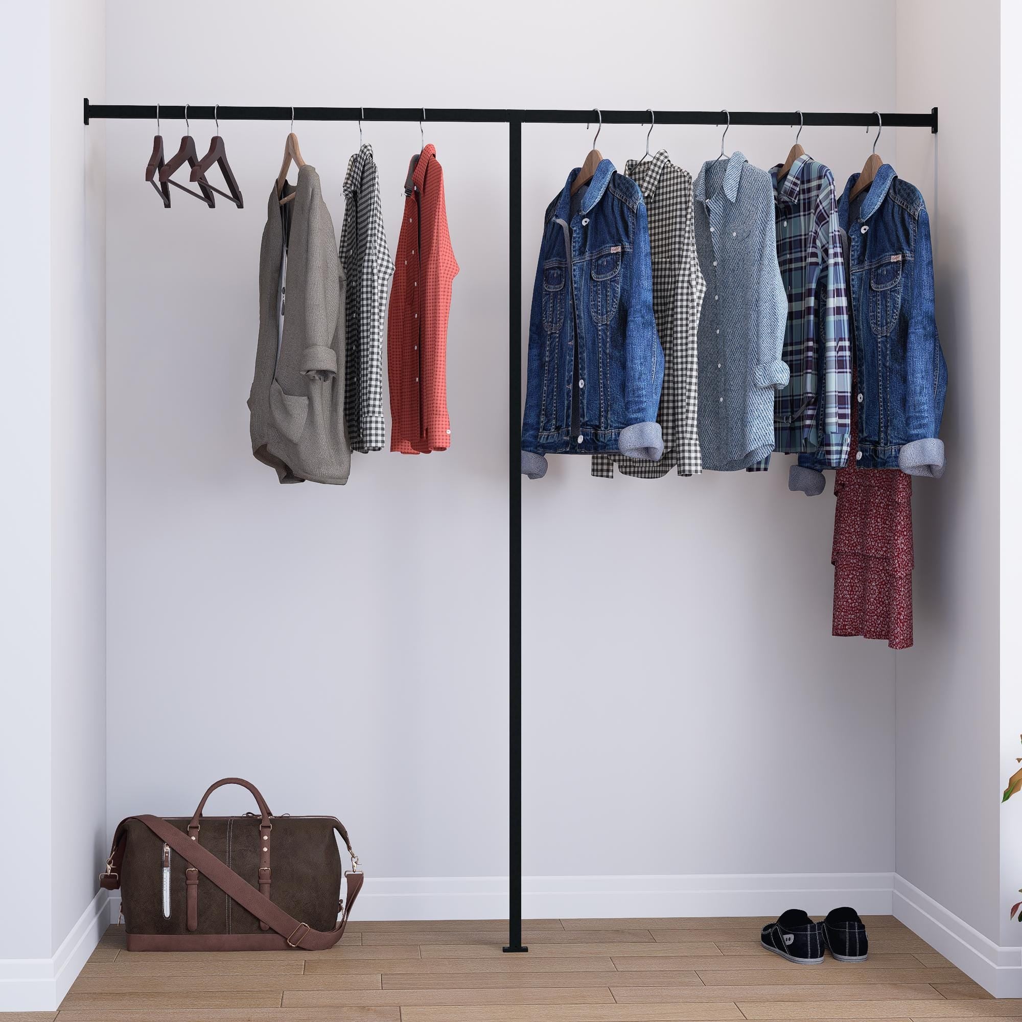 Wall to Wall Clothes Rack – Square Pipe Rail