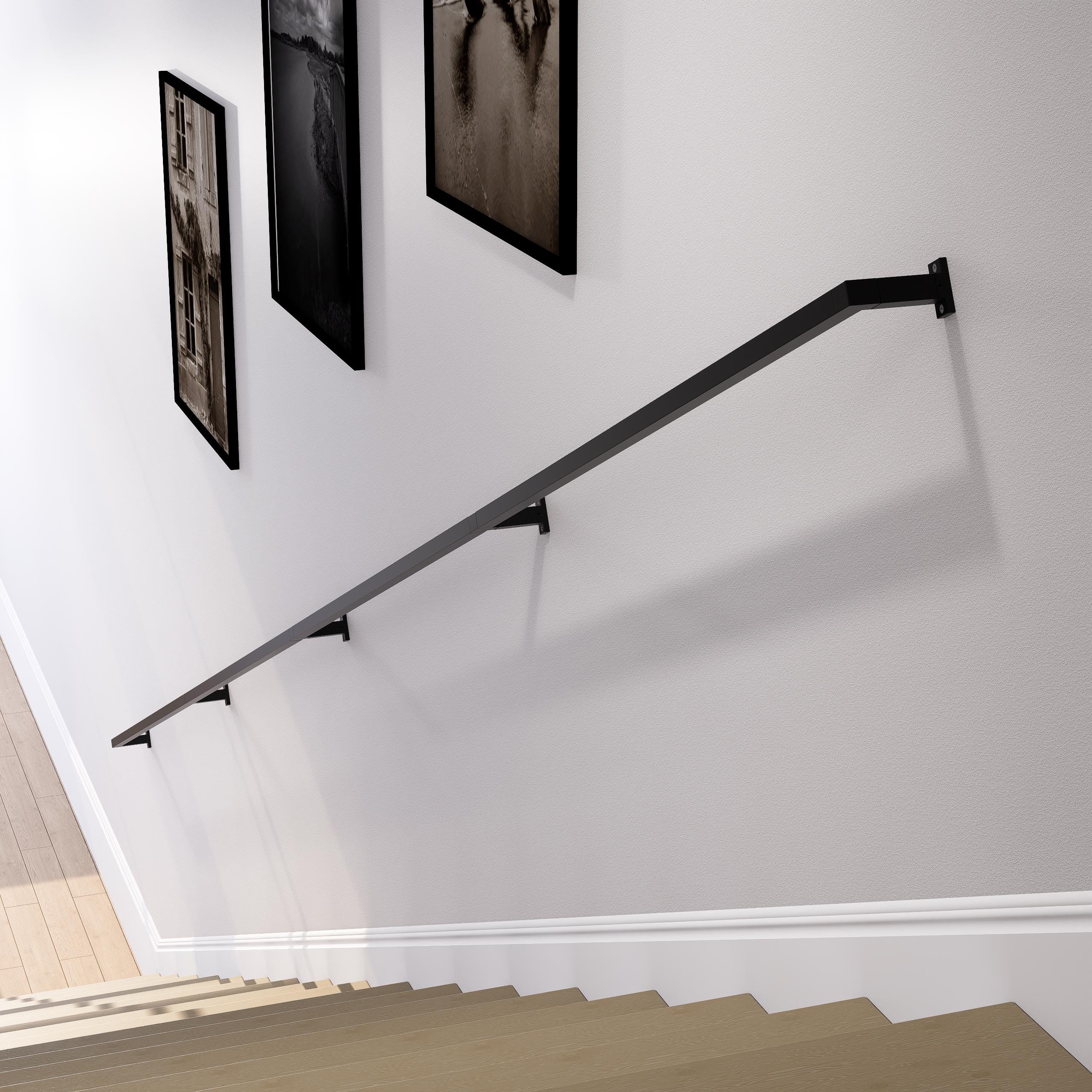 Handmade Square Tube Wrought Iron Handrail: Industrial Stair Rail - UK Made