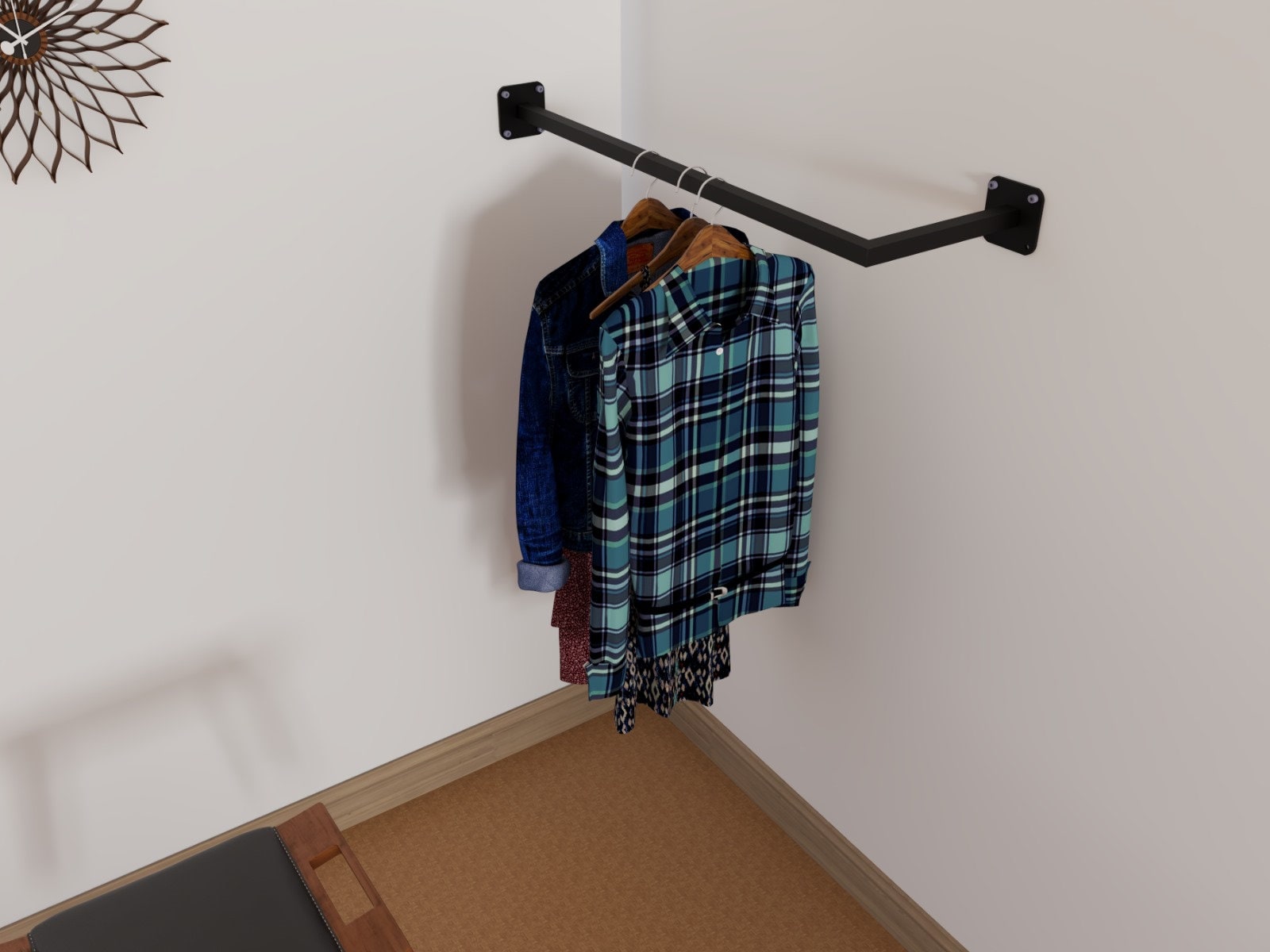 black square clothes rail