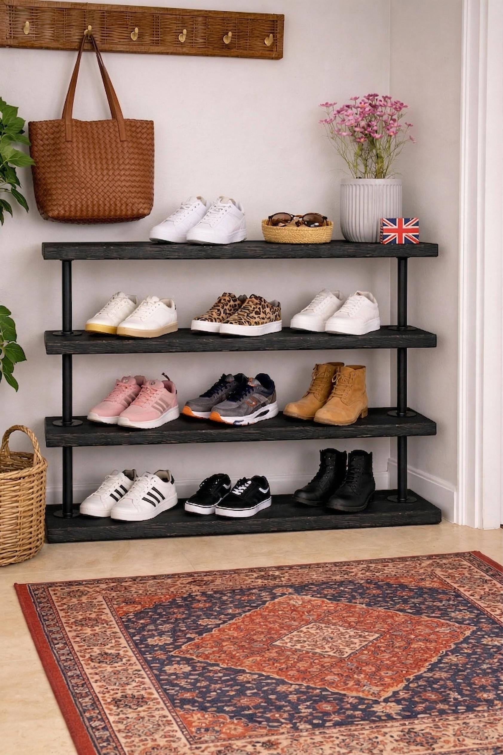 Industrial Pipe Shoe Rack – Rustic Tiered Organizer