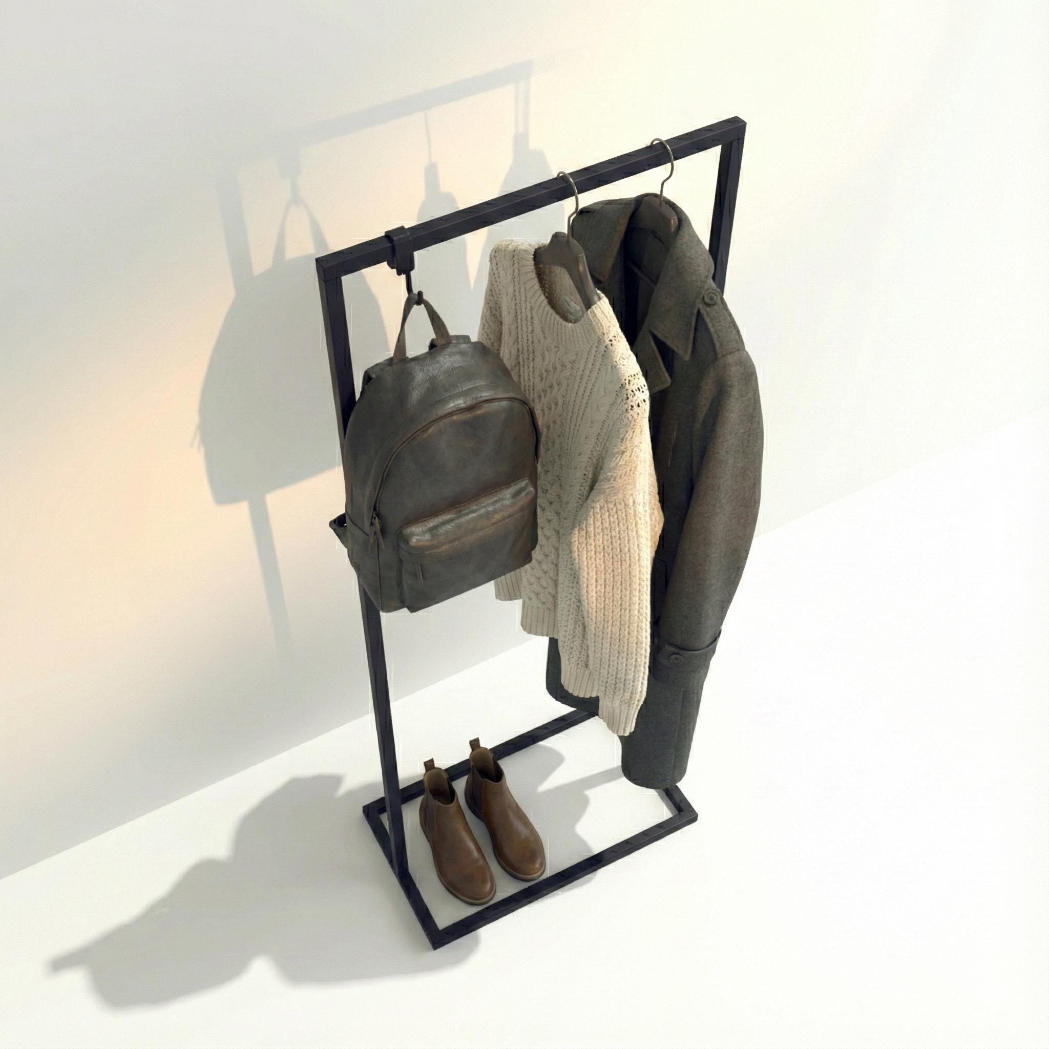 Minimalist Metal Clothing Rack, 200cm Tall Industrial Garment Stand