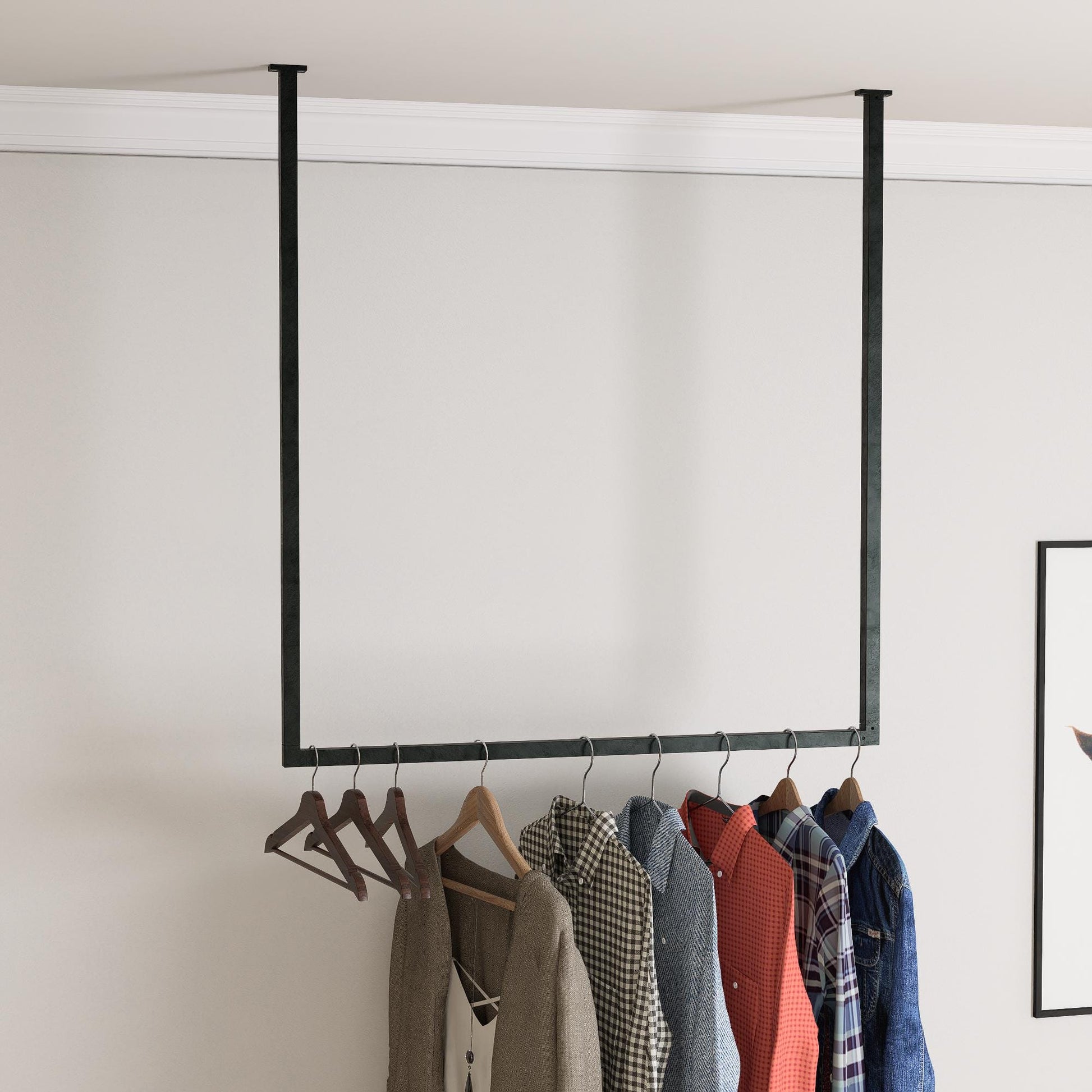 Ceiling Clothes Rack Minimalist Clothing Rail for Storage & Retail Display – Space-Saving Ceiling Clothing Rack
