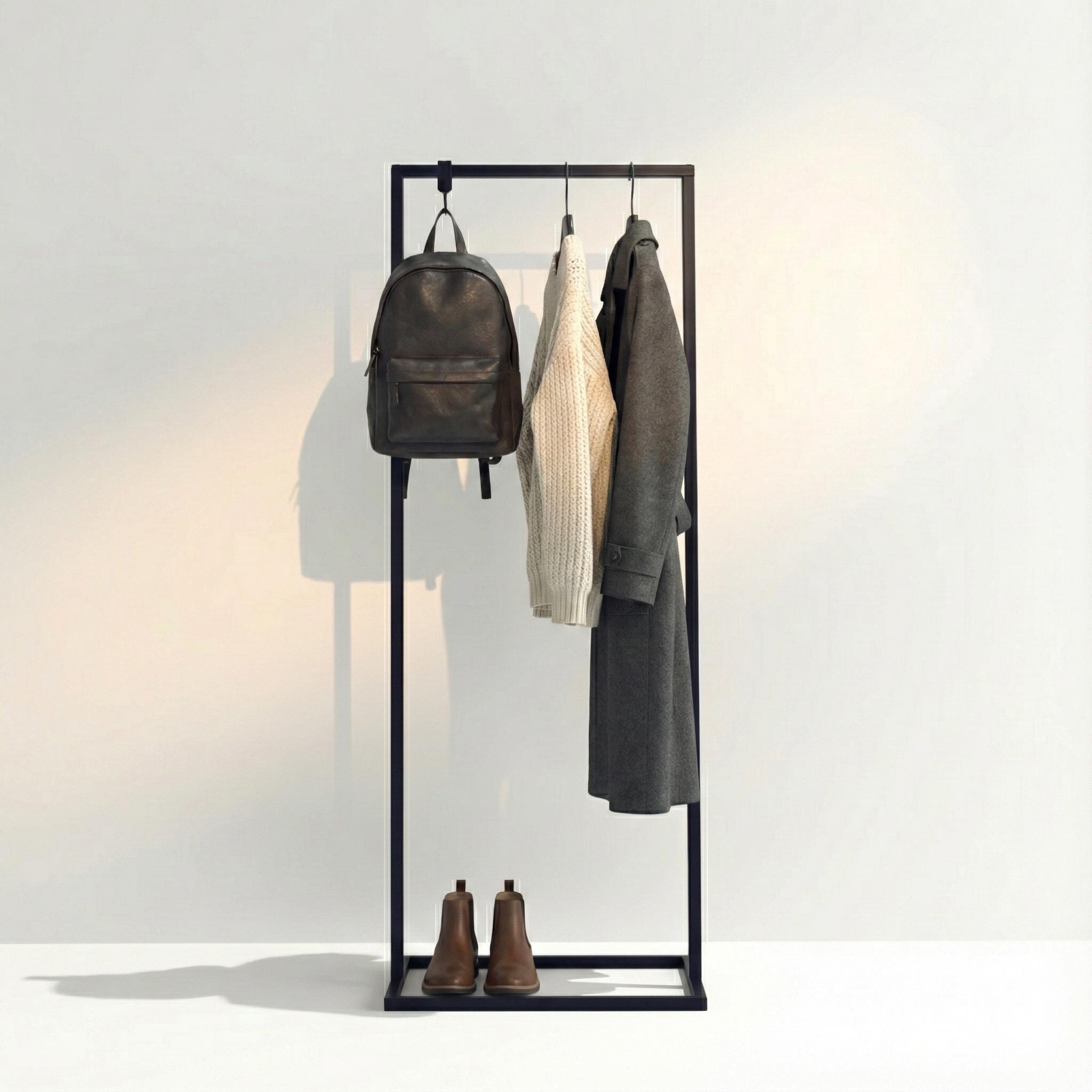 Minimalist Metal Clothing Rack, 200cm Tall Industrial Garment Stand