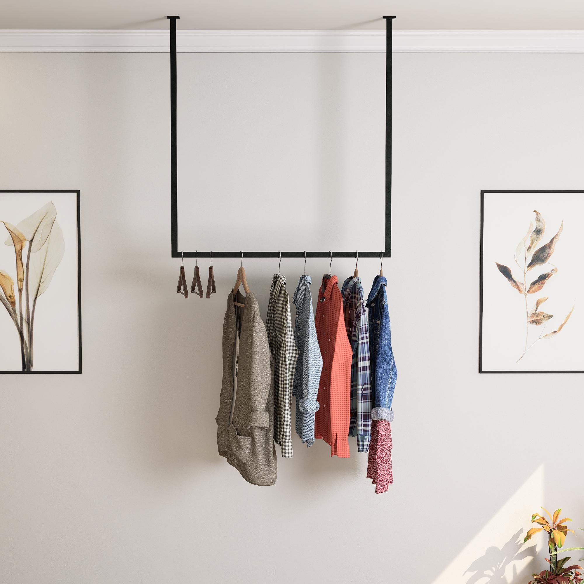 Ceiling Clothes Rack Minimalist Clothing Rail for Storage & Retail Display – Space-Saving Ceiling Clothing Rack