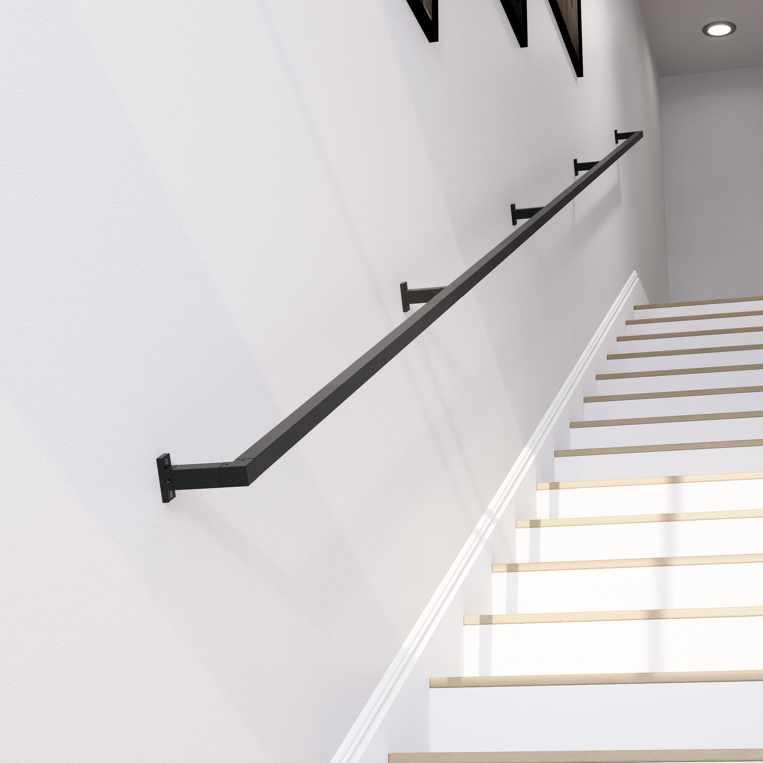Handmade Square Tube Wrought Iron Handrail: Industrial Stair Rail - UK Made