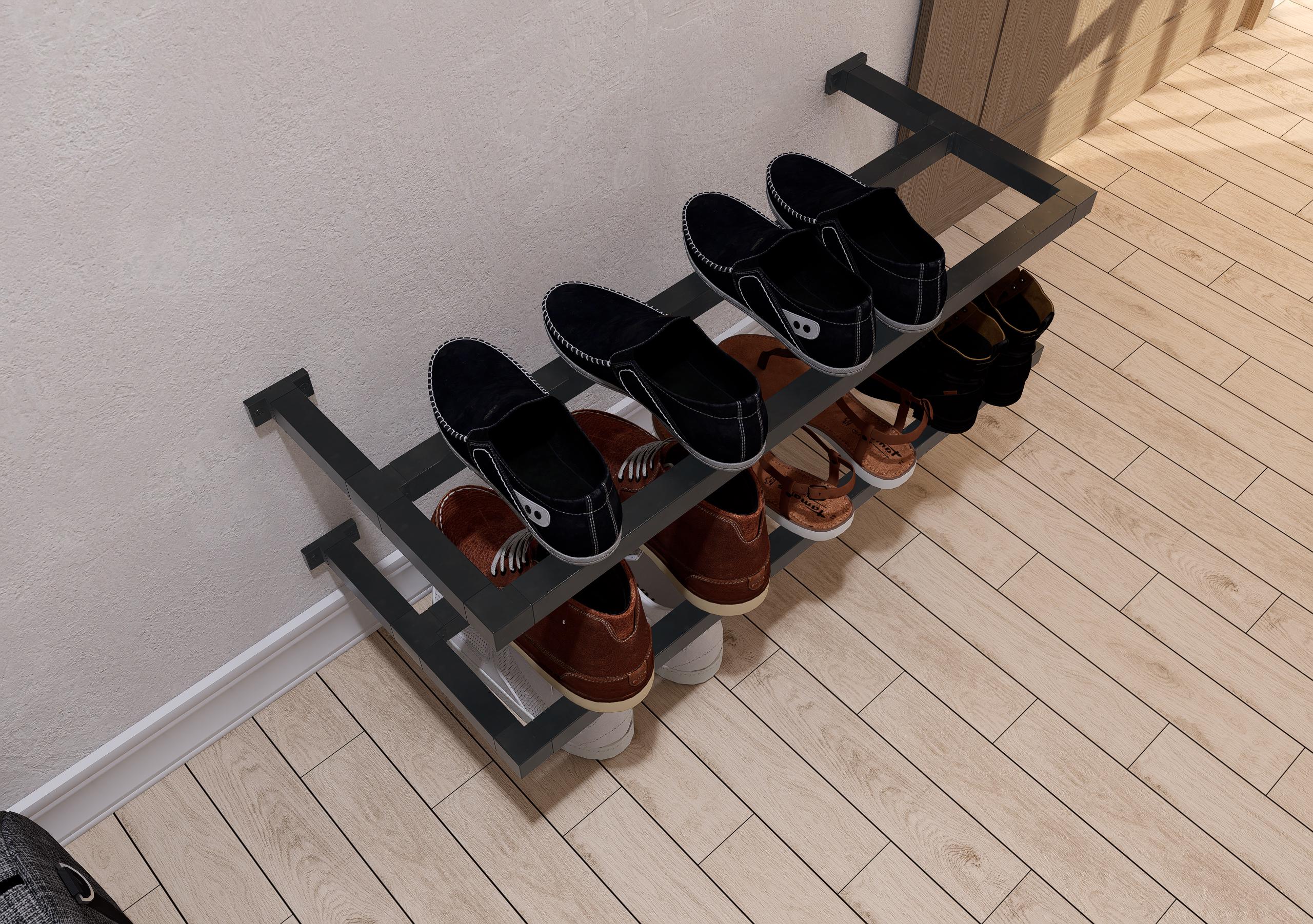 Minimalist Wall-Mounted Square Metal Shoe Rack